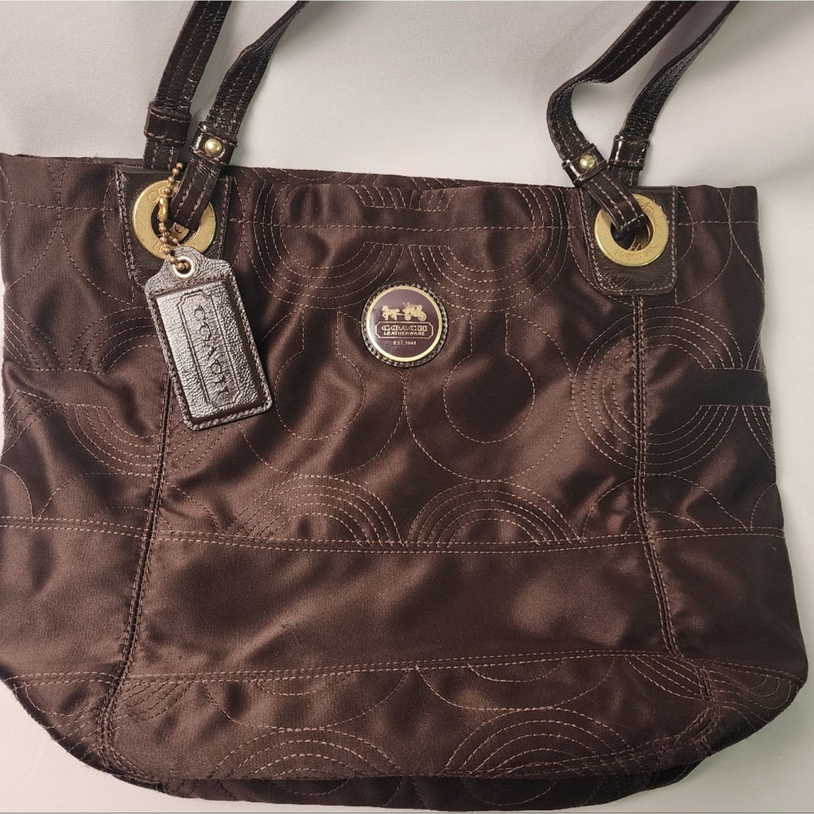 Coach Coach purple satin and enamel Brown Tote Bag J0973 Size ONE SIZE - 6 Thumbnail