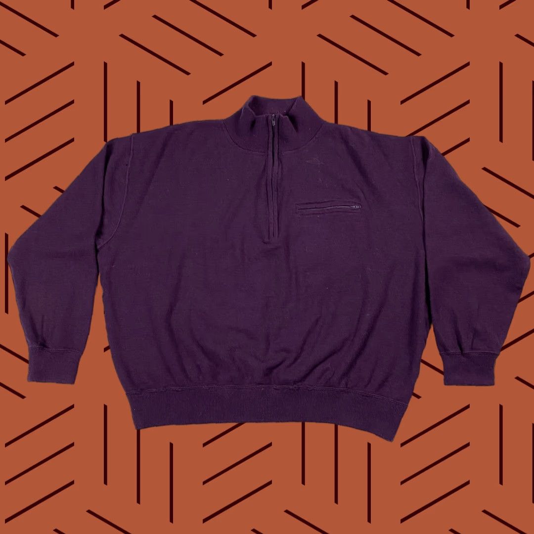 Patagonia VINTAGE PATAGONIA 80S RARE 100% WOOL EGGPLANT PURPLE 1/4 ZIP SWEATER KNIT OUTDOOR WOMEN XL PURPLE 80s PATAGONIA Sweater Size XL / US 12-14 / IT 48-50 - 1 Thumbnail