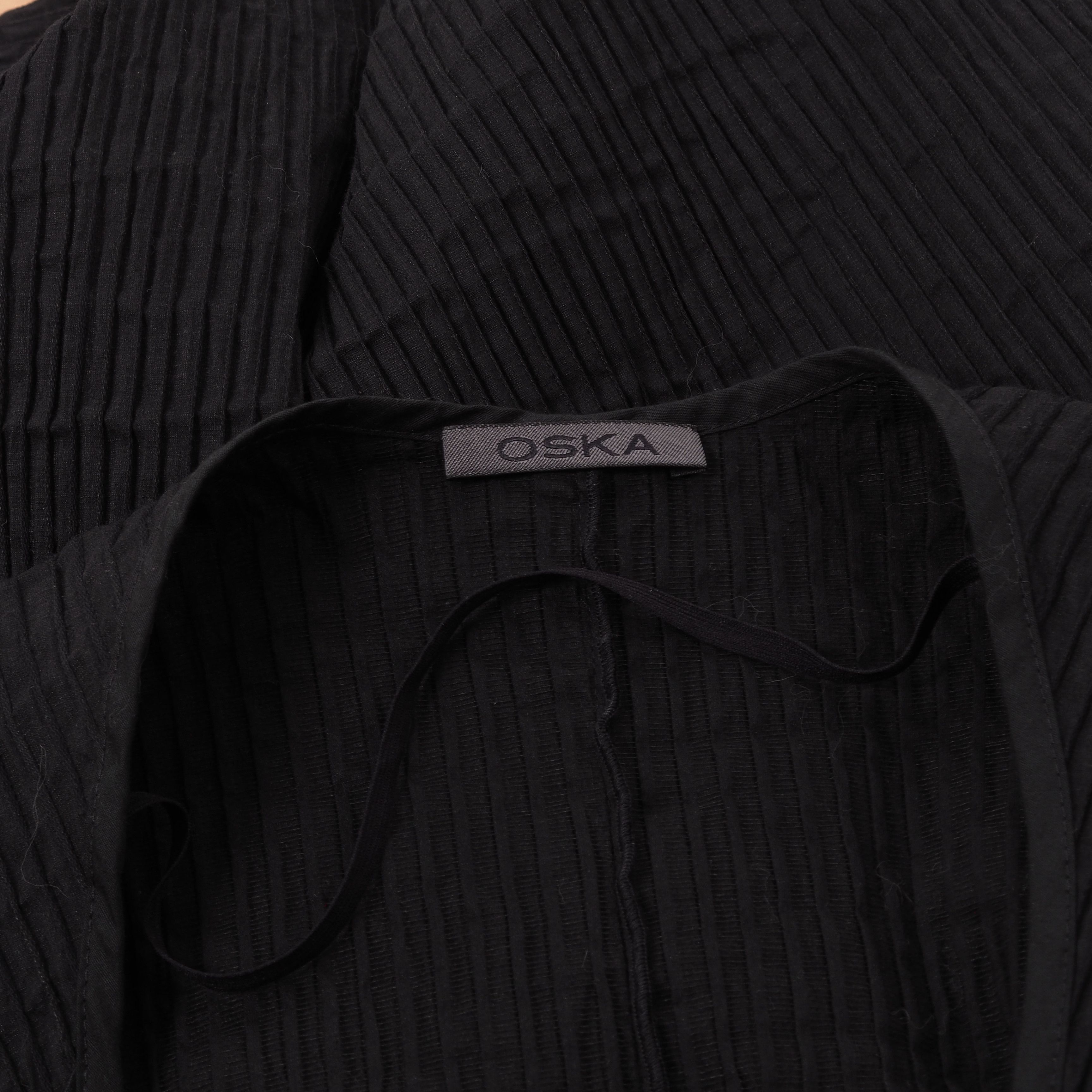 OSKA Oska Black Textured Pleats Oversized Kimono Jacket Size ONE SIZE - 5 Thumbnail