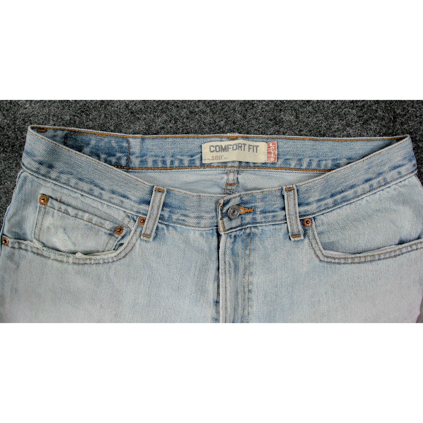 Levi's Levi's Y2K 560 Comfort Fit Thrashed Light Wash Denim Jeans Size US 35 - 11 Thumbnail
