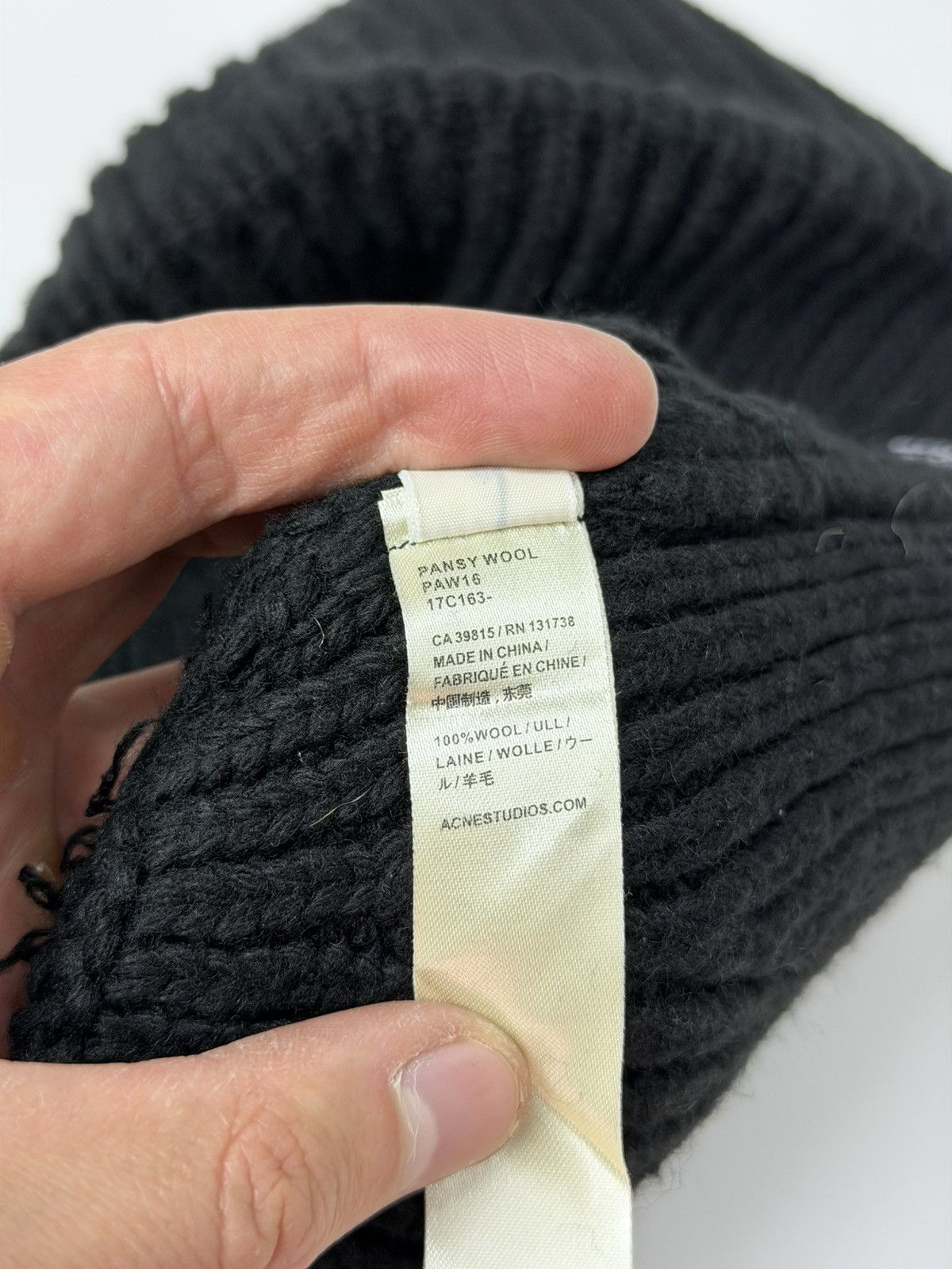 Acne Studios Acne Studios Pansy Beanie Hat Wool Black Size ONE SIZE - 9 Thumbnail