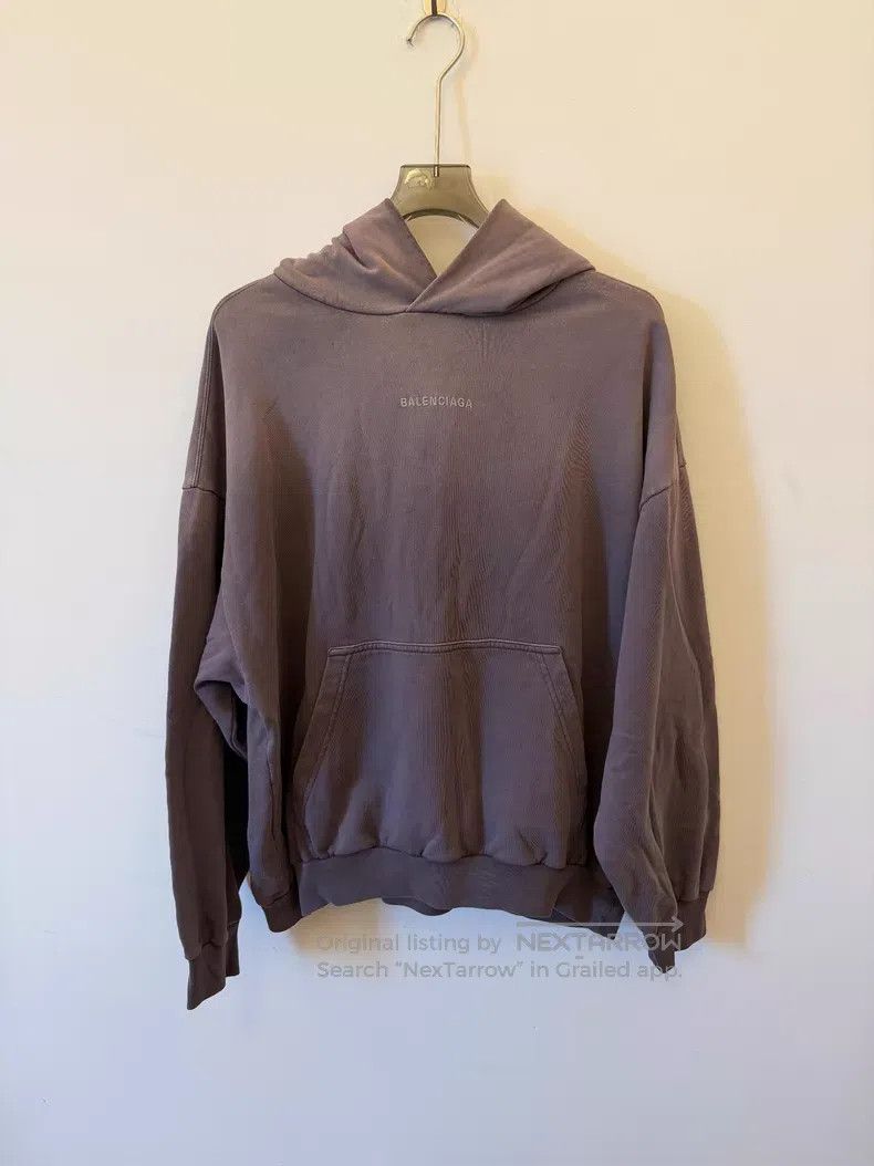 Balenciaga Balenciaga Distressed Gradient Purple Hooded Sweatshirt Size US L / EU 52-54 / 3 - 1 Thumbnail