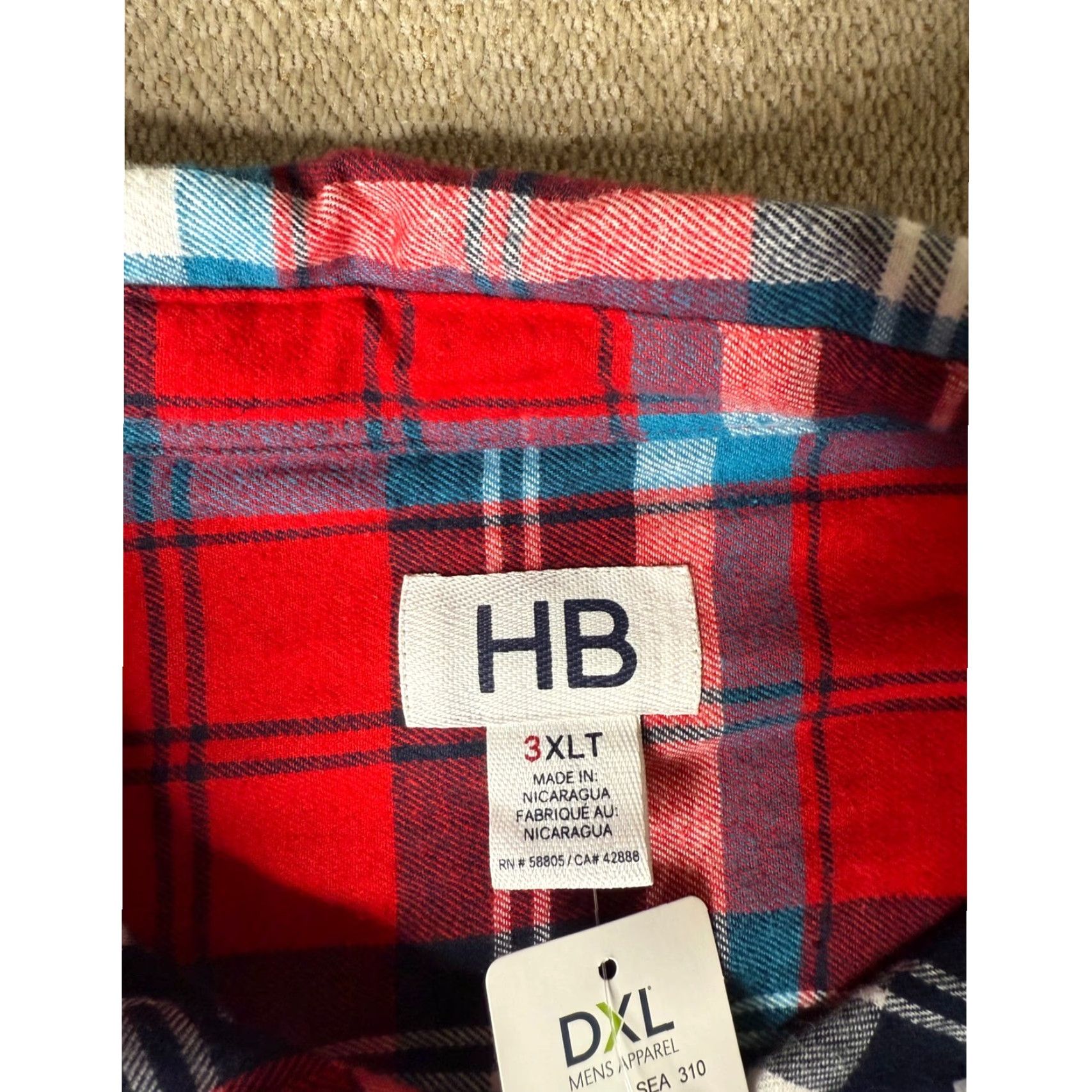 Vintage HB Flannel Shirt DXL Red Plaid Long Sleeve Button Up Casual 3XLT Size US XXL / EU 58 / 5 - 2 Thumbnail