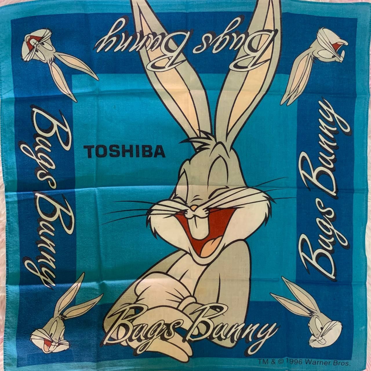 Vintage × Warner Bros Vintage Bugs Bunny x Toshiba 1996 Handkerchief Bandana Size ONE SIZE - 2 Thumbnail
