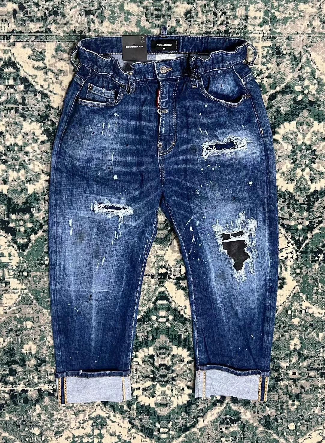 Dsquared2 DSQUARED2 BIG BROTHER Relaxed Blue Washed Patched 9Jeans Size US 28 / EU 44 - 1 Thumbnail