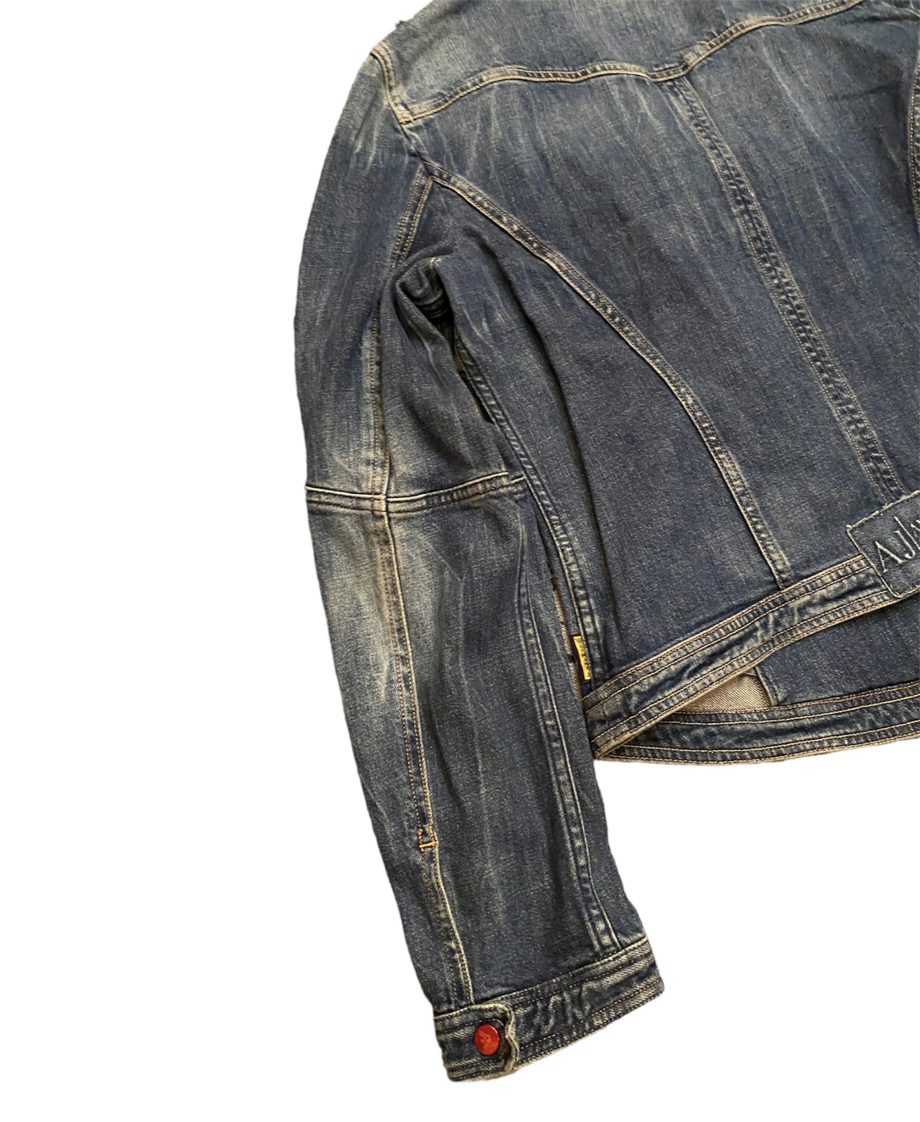 Armani × Vintage Vintage 90s Armani Distressed Denim Biker Jacket For Ladies Size S / US 4 / IT 40 - 6 Thumbnail