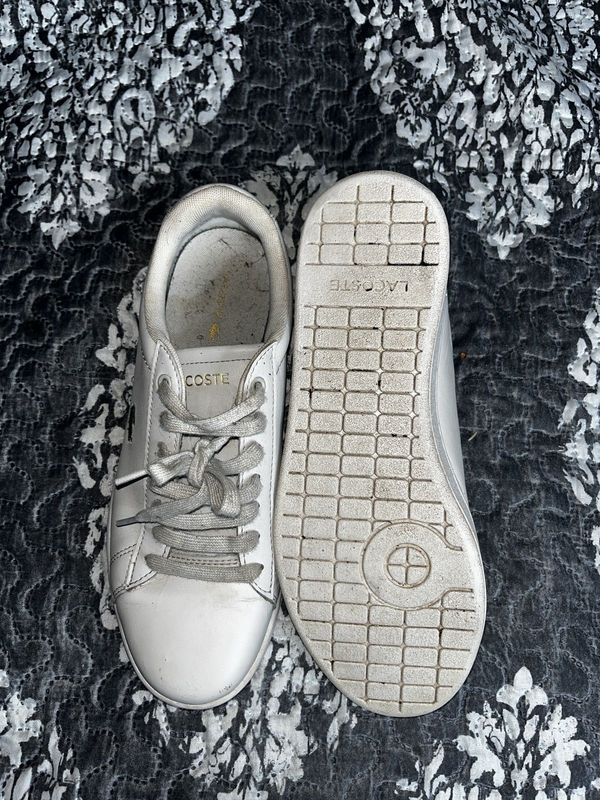 Lacoste Lacoste Men's White Leather Logo Lace Up Sneakers US Size 9 Size US 9 / IT 39 - 4 Thumbnail