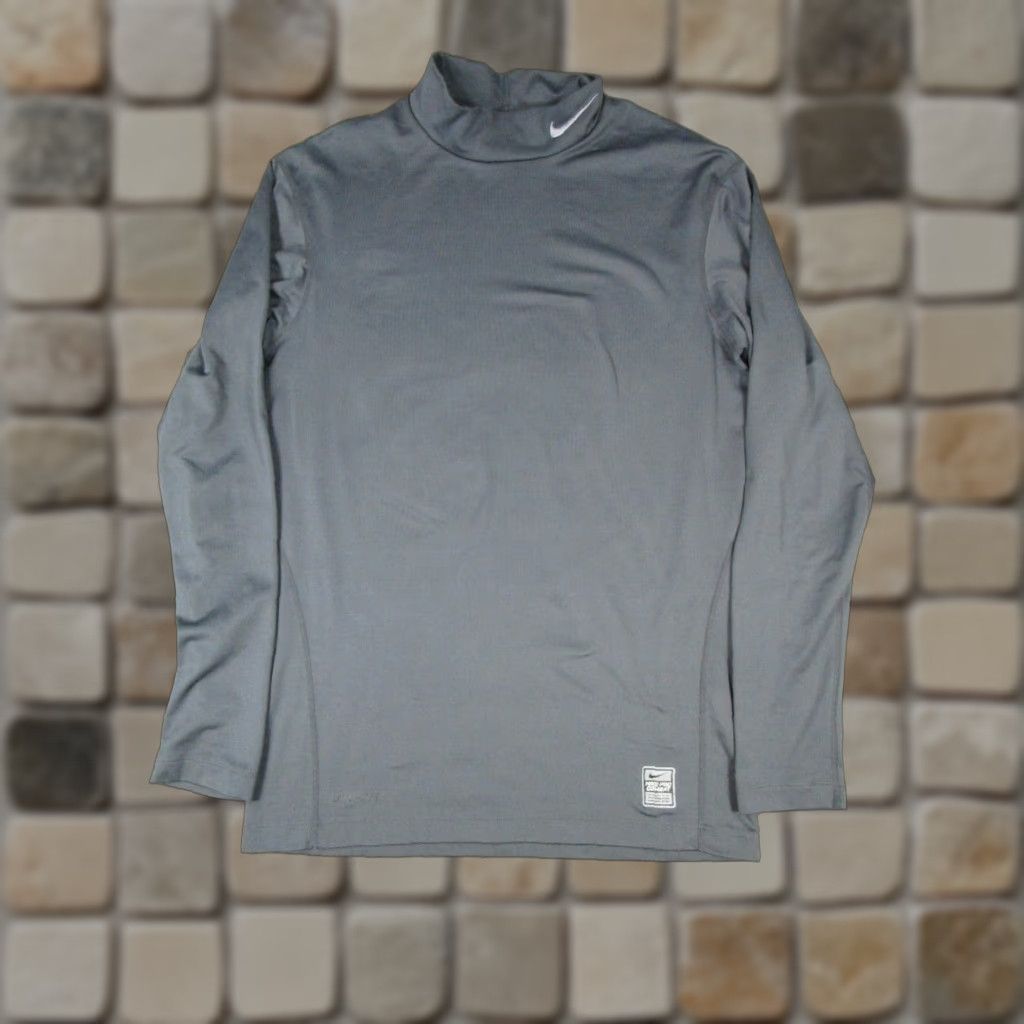 Nike Nike Pro Combat Shirt Men Large Gray Pullover Mock Neck Dri-Fit Cross Training Gym Running Mens Size US L / EU 52-54 / 3 - 1 Thumbnail