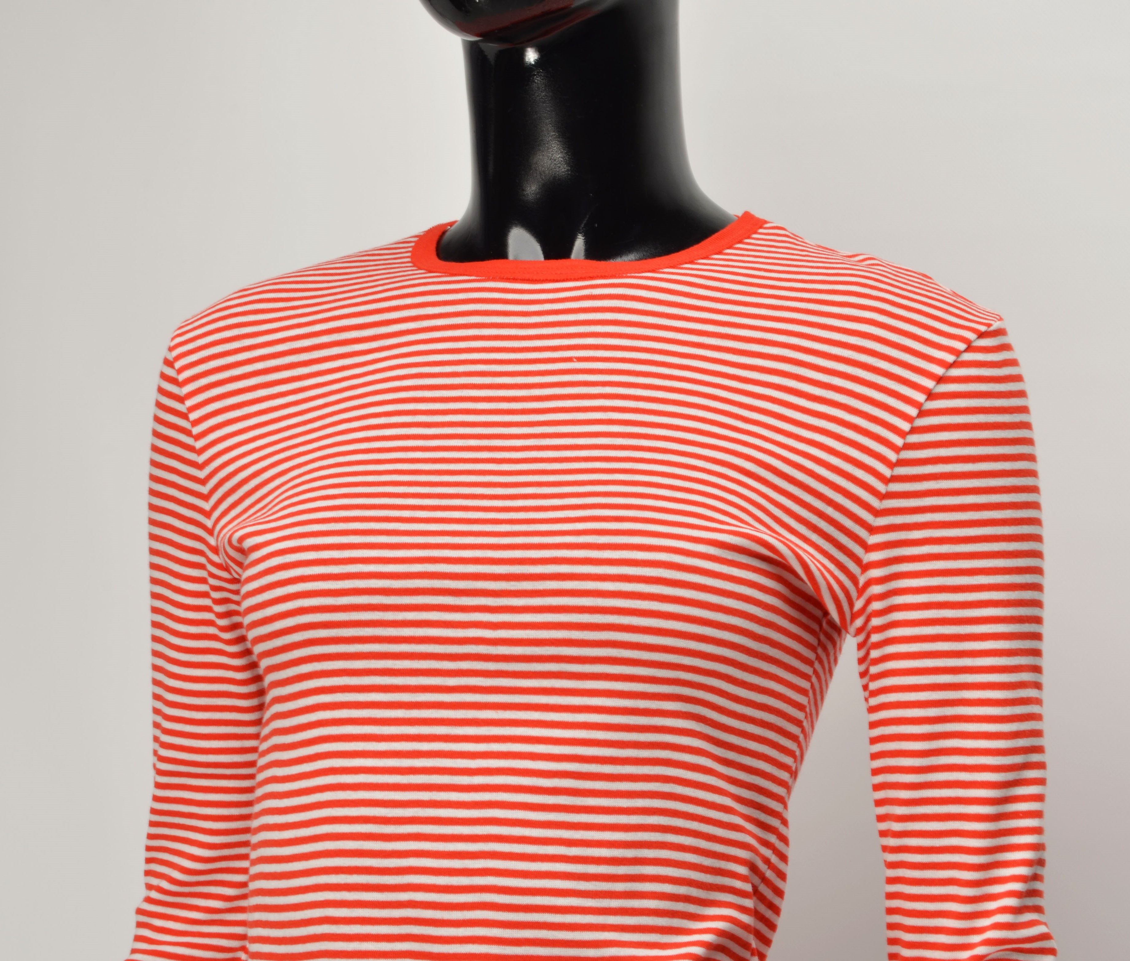 Designer × Tory Burch Tory Burch Red Striped Long Sleeve Logo Slim Fit Top Size S / US 4 / IT 40 - 2 Thumbnail