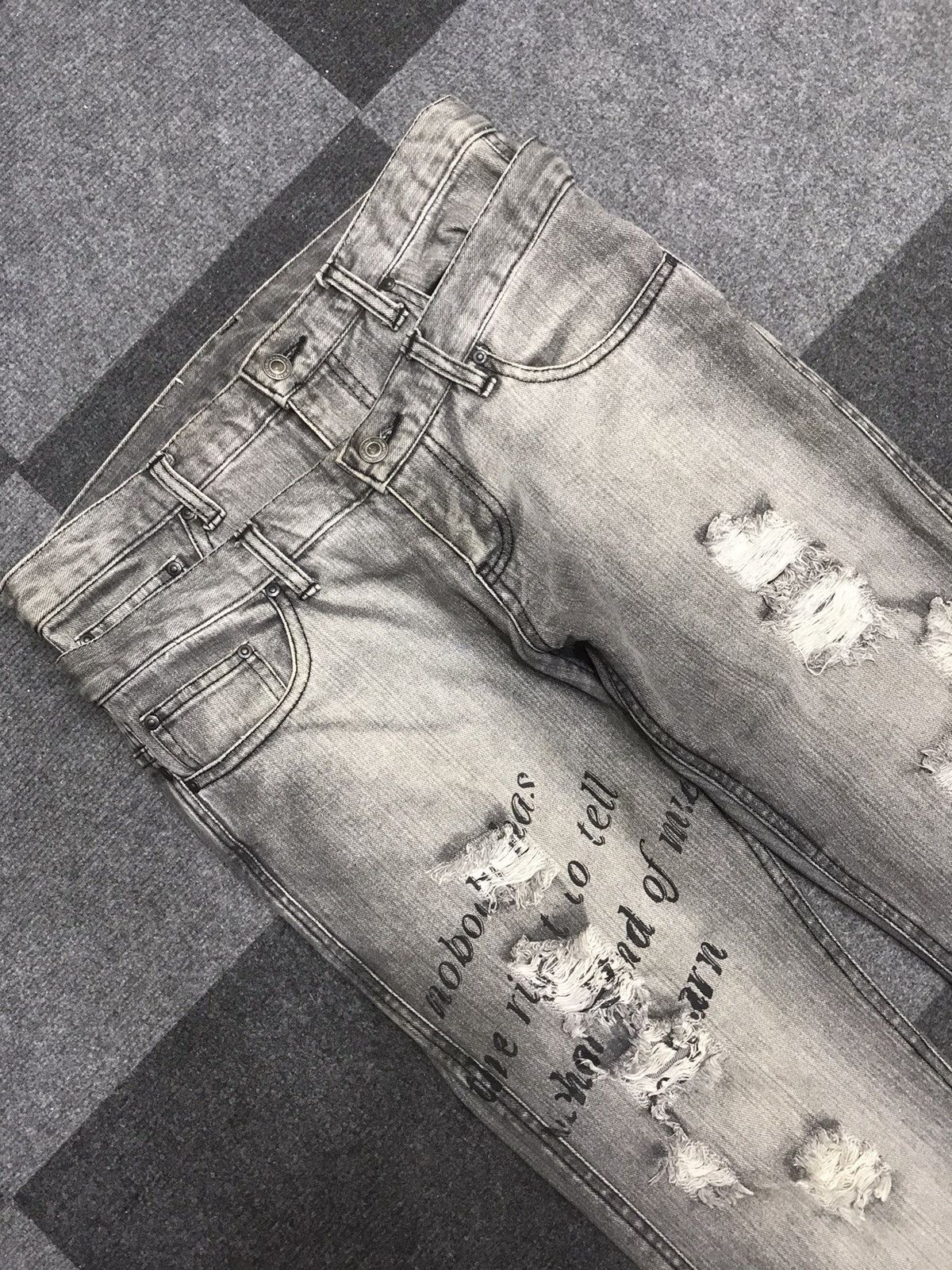 Japanese Brand 💥DOUBLE WAIST💥LAD Japan Black Wash Distressed Denim F259 Size US 32 / EU 48 - 10 Thumbnail