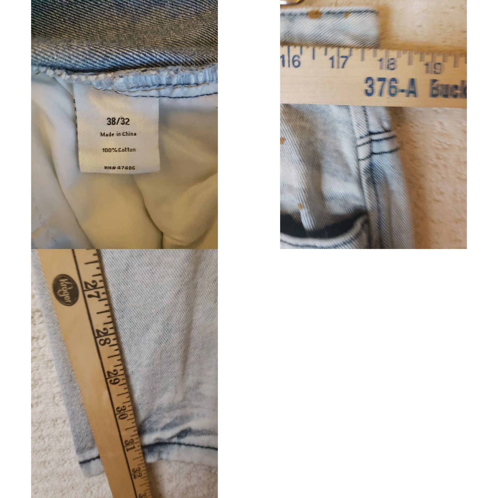 CO Painted Rum Denim Co Jeans 38x32 Distressed Paint Splatter Graphics Regular Men Jeans Blue 98%Cotton 2%Elastane Mid Rise 10-12in Zip Closure Size US 38 / EU 54 - 9 Thumbnail