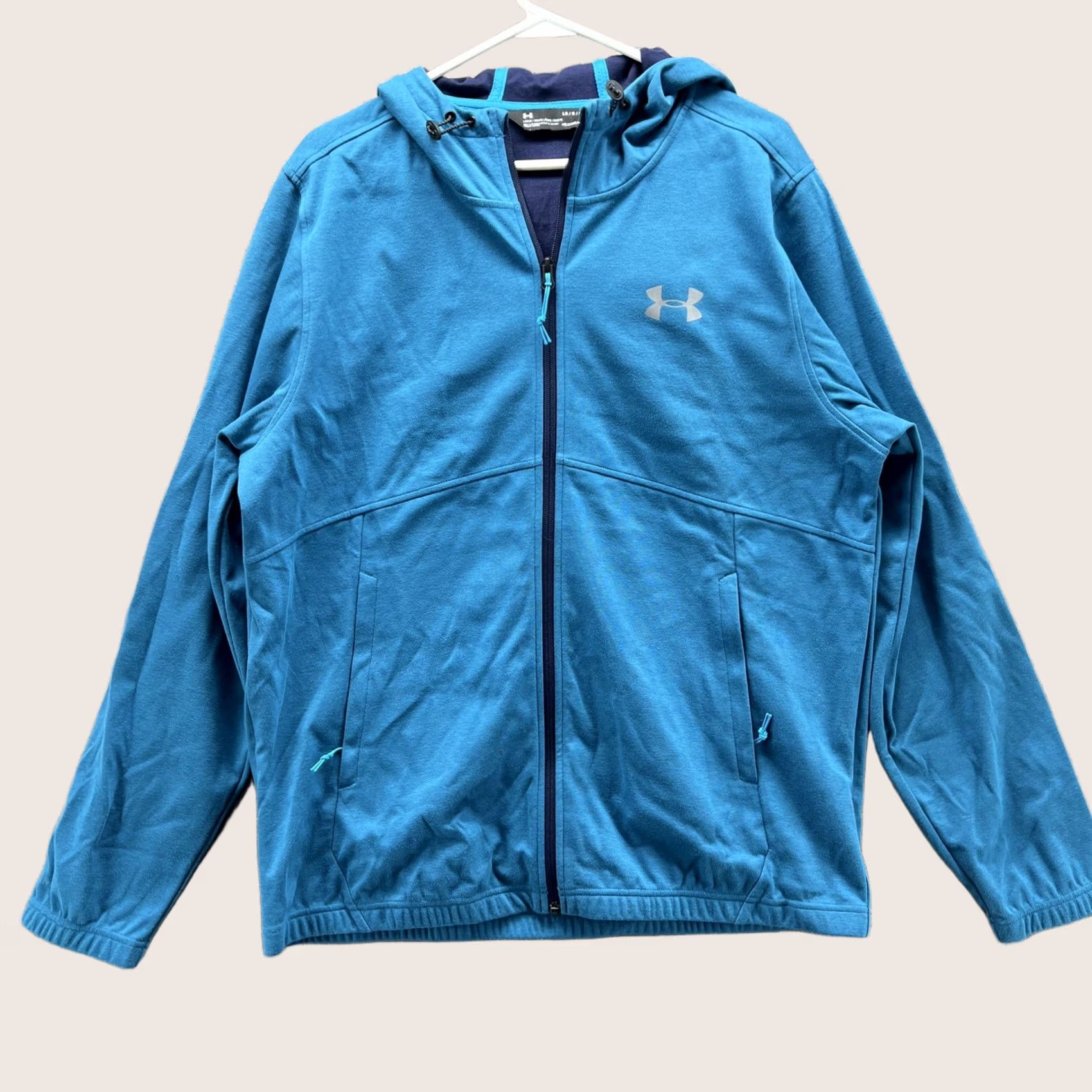 Under Armour VINTAGE Under Armour Hoodie Mens Large Blue HeatGear Full Zip Lightweight Logo Jacket Size US L / EU 52-54 / 3 - 1 Thumbnail