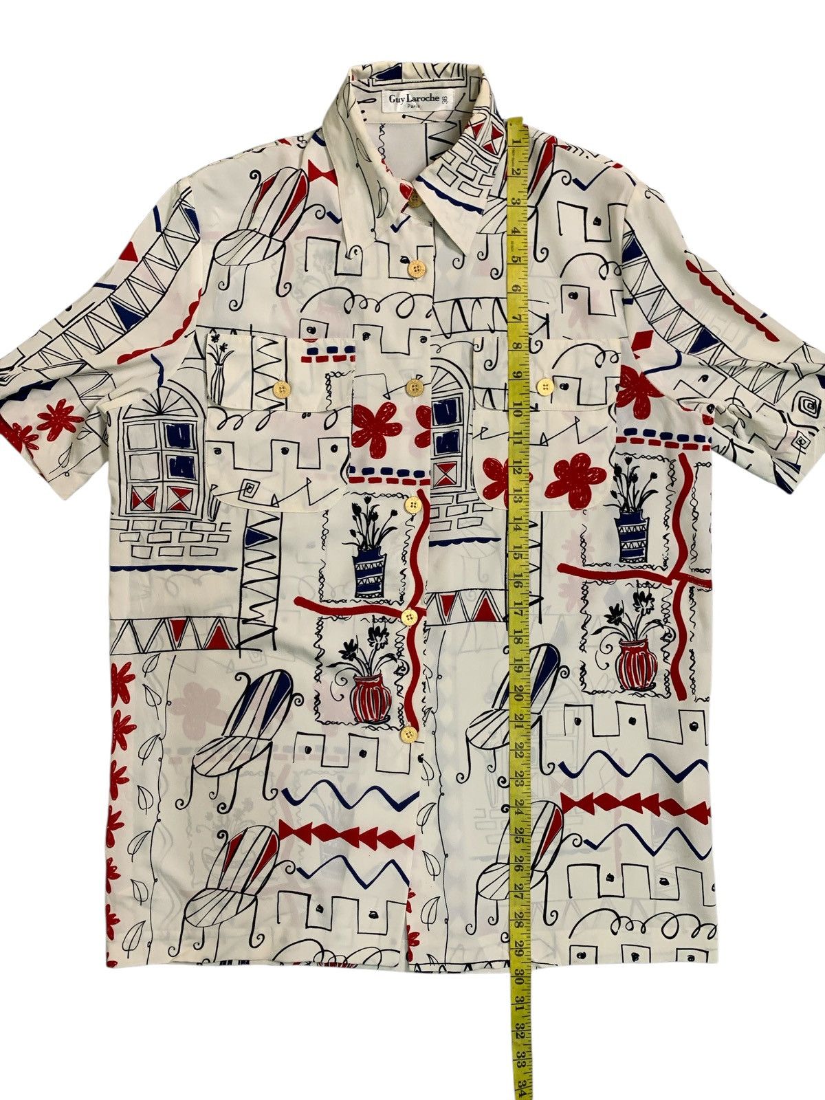 Guy Laroche Rare Design Vintage Guy Laroche Paris Short-Sleeved Blouse Size M / US 6-8 / IT 42-44 - 9 Thumbnail