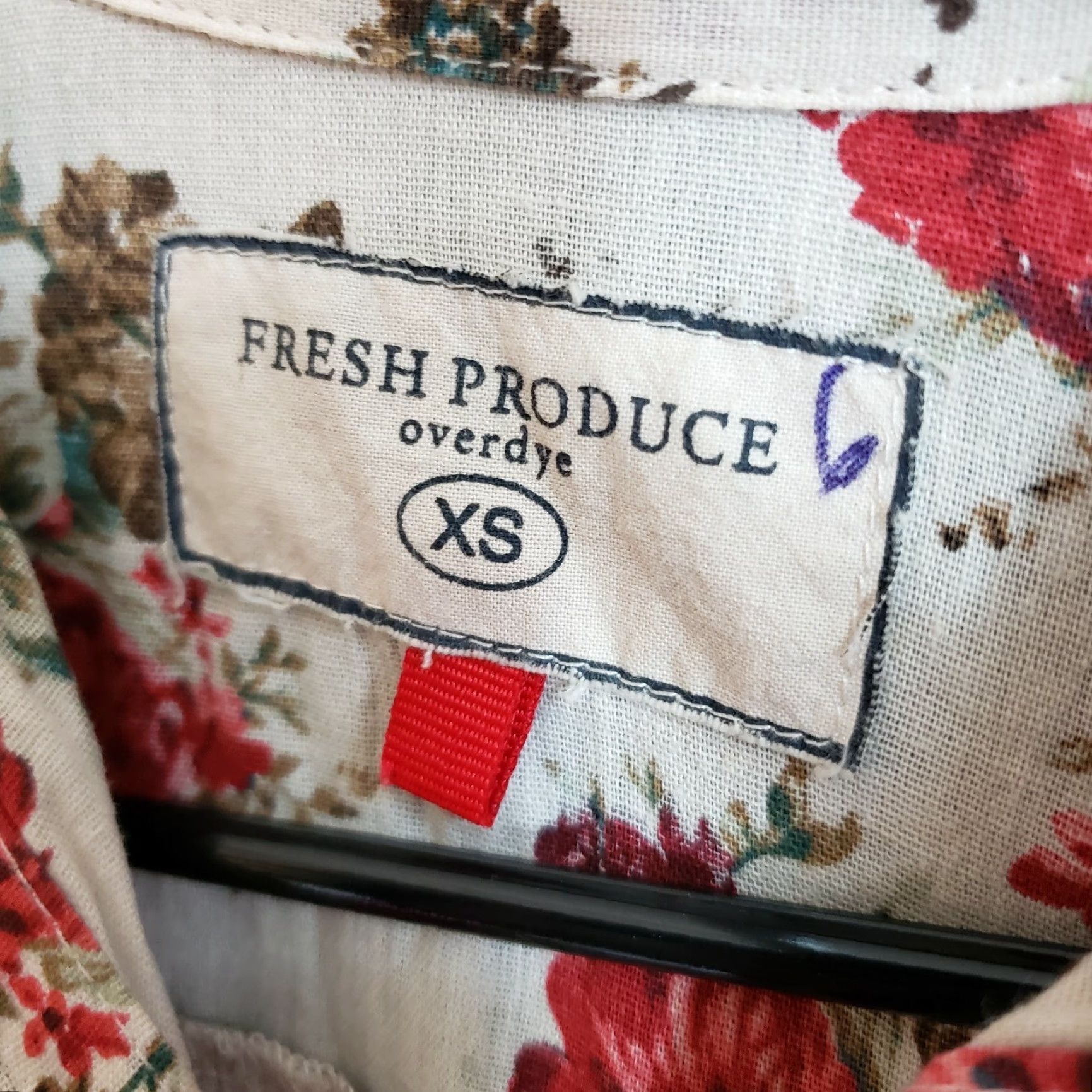Vintage Fresh Produce Button-Up Shirt Womens XS Red Floral Long Sleeve Size XS Size XS / US 0-2 / IT 36-38 - 5 Thumbnail