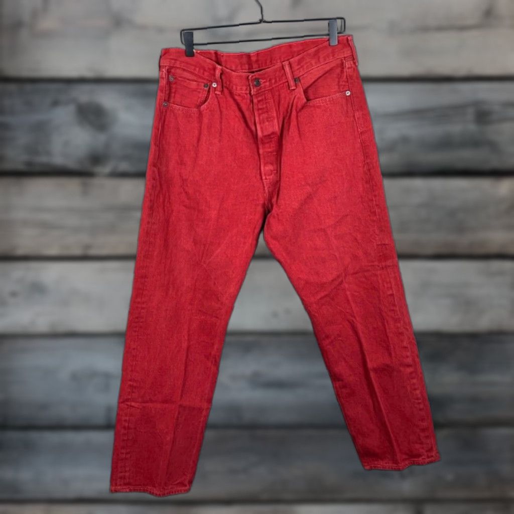 Levi's Levi's 501 XX Jeans Men 36 x 29 Red Denim Button Fly Straight Vintage Grunge Retro 5-Pocket Mens (Regular) Regular None Size US 36 / EU 52 - 1 Thumbnail