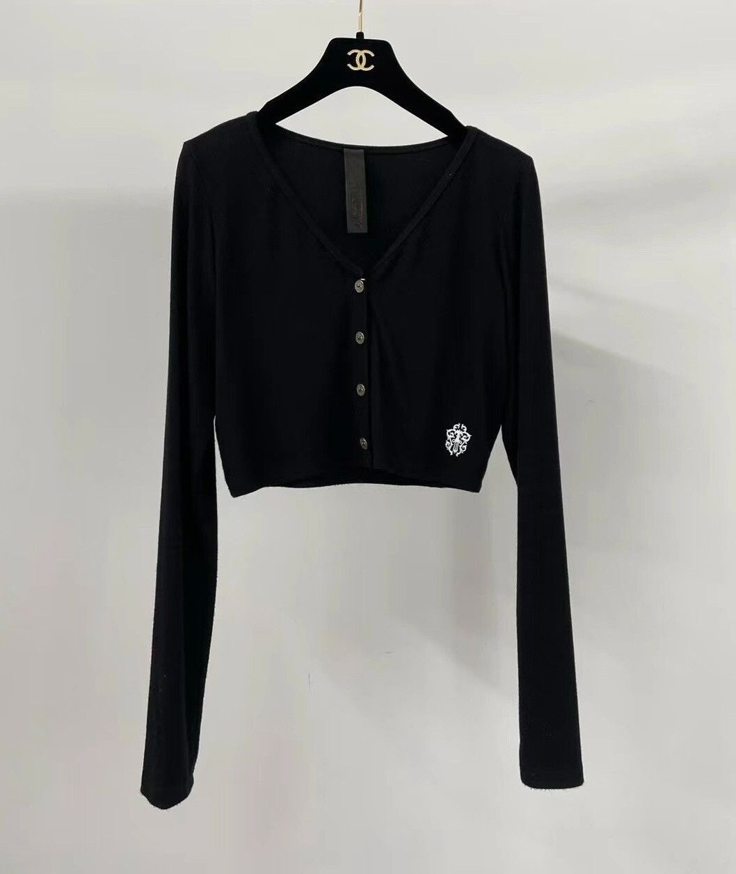 Chrome Hearts Chrome Hearts Black Cropped Embroidered Cardigan Size L / US 10 / IT 46 - 1 Thumbnail