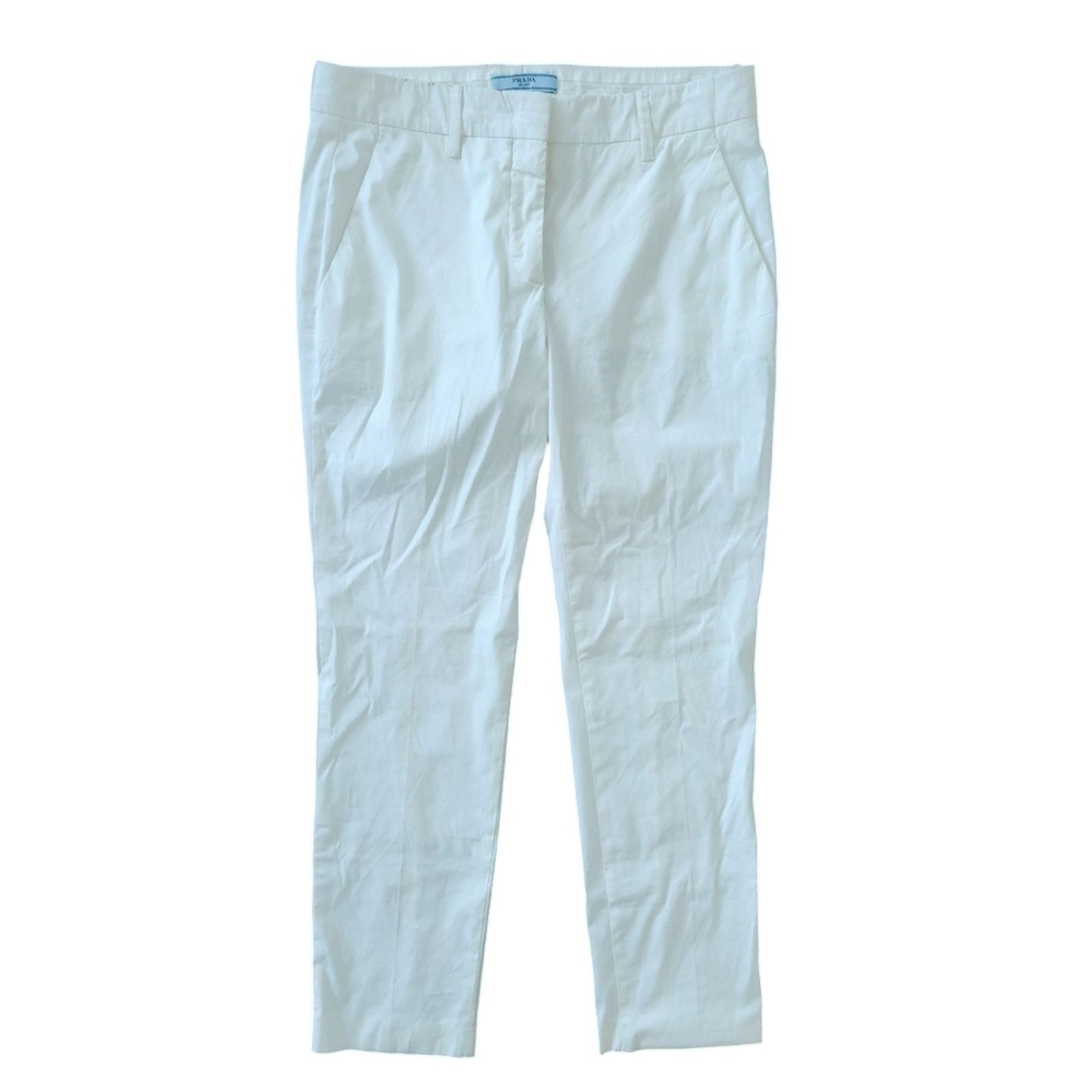 PRADA Lightweight Creamy White Straight Leg Pants 40