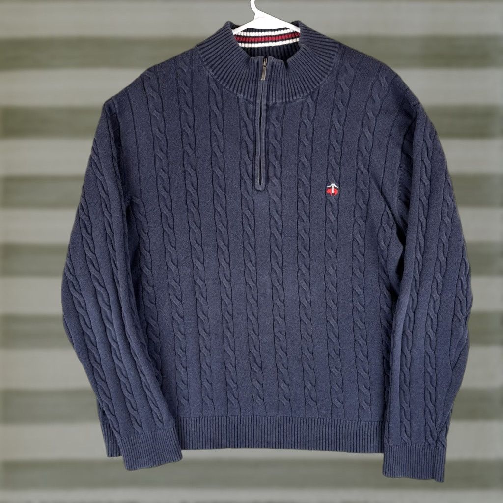 Brooks Brothers VINTAGE Brooks Brothers Men’s Cable Knit Quarter Zip Sweater Navy Blue XL Pullover Knit Zip Mock Neck Size US XL / EU 56 / 4 - 1 Thumbnail