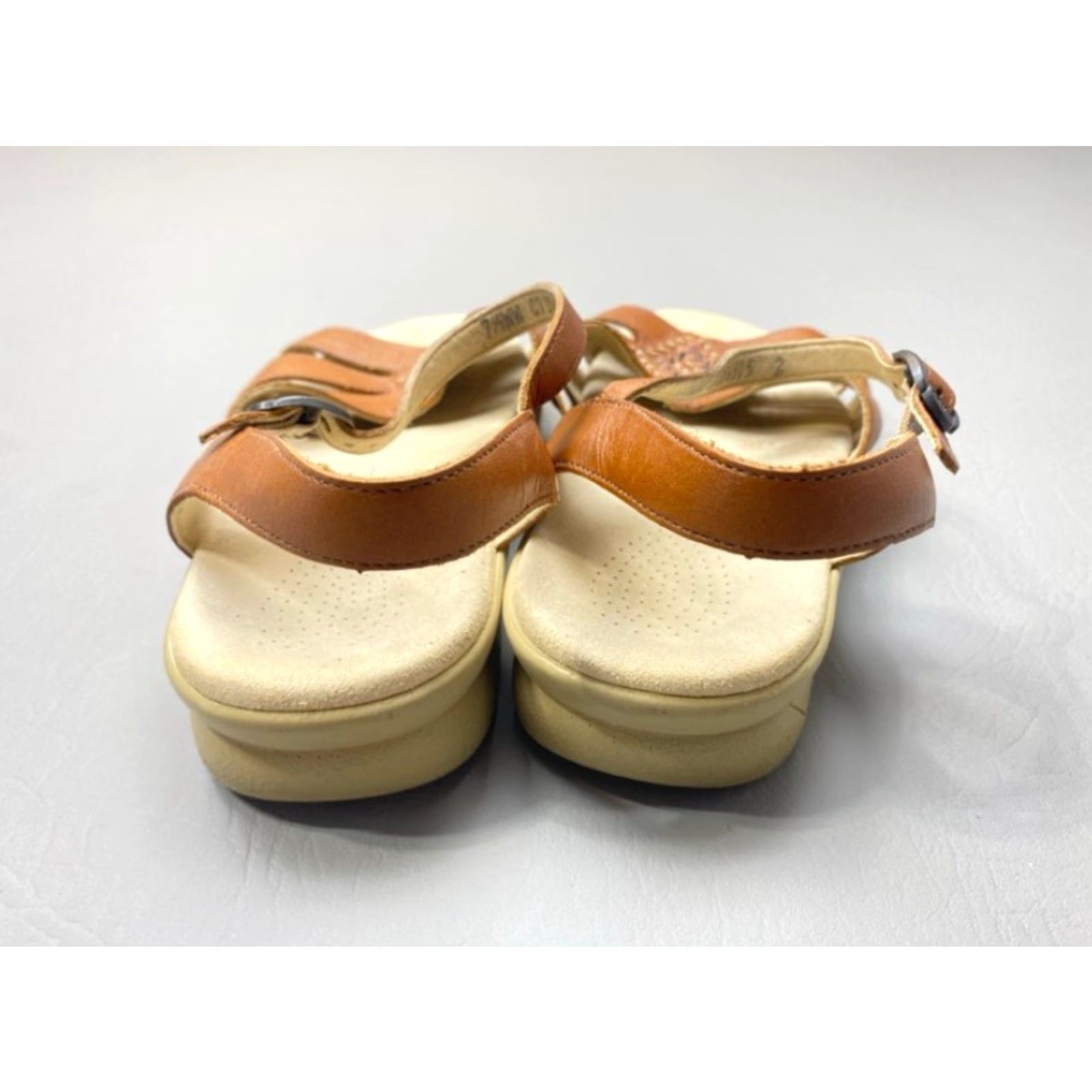 SAS VINTAGE? SAS Huarache Sandals Women's 7.5WW Antique Tan Leather Wide Made In USA Size US 8 / IT 38 - 4 Thumbnail