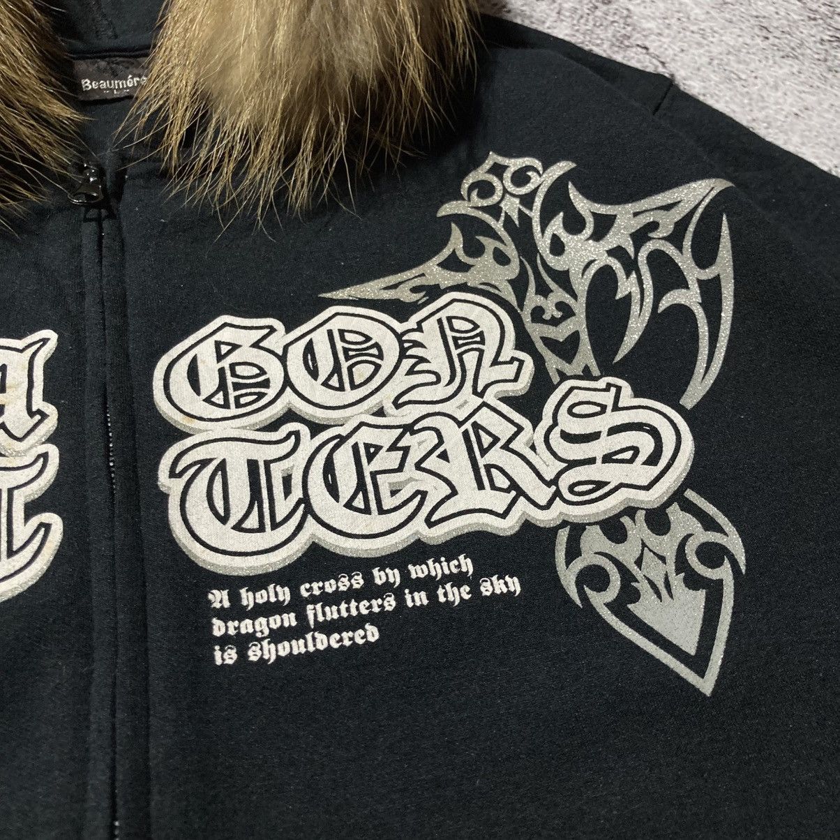 Japanese Brand 2000s Beaumere Dagger Poem Grunge Punk Style Fur Ziphoodie Size US L / EU 52-54 / 3 - 11 Thumbnail