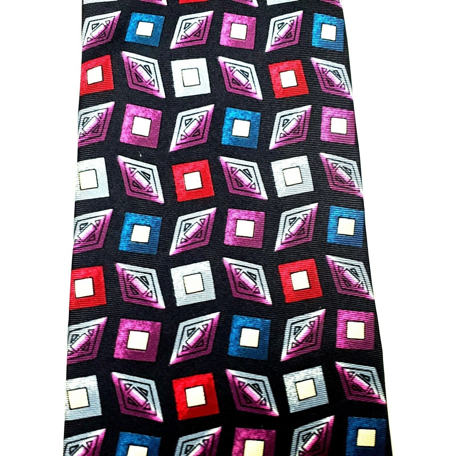 Pierre Cardin Pierre Cardin Blue Silk Tie Print Geometric Short Wide Size ONE SIZE - 2 Thumbnail