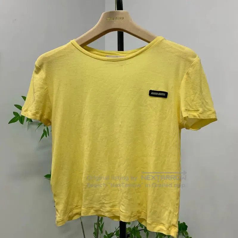 Miu Miu Miu Miu Yellow Cotton T-Shirt Size S . Size XS / US 0-2 / IT 36-38 - 1 Thumbnail