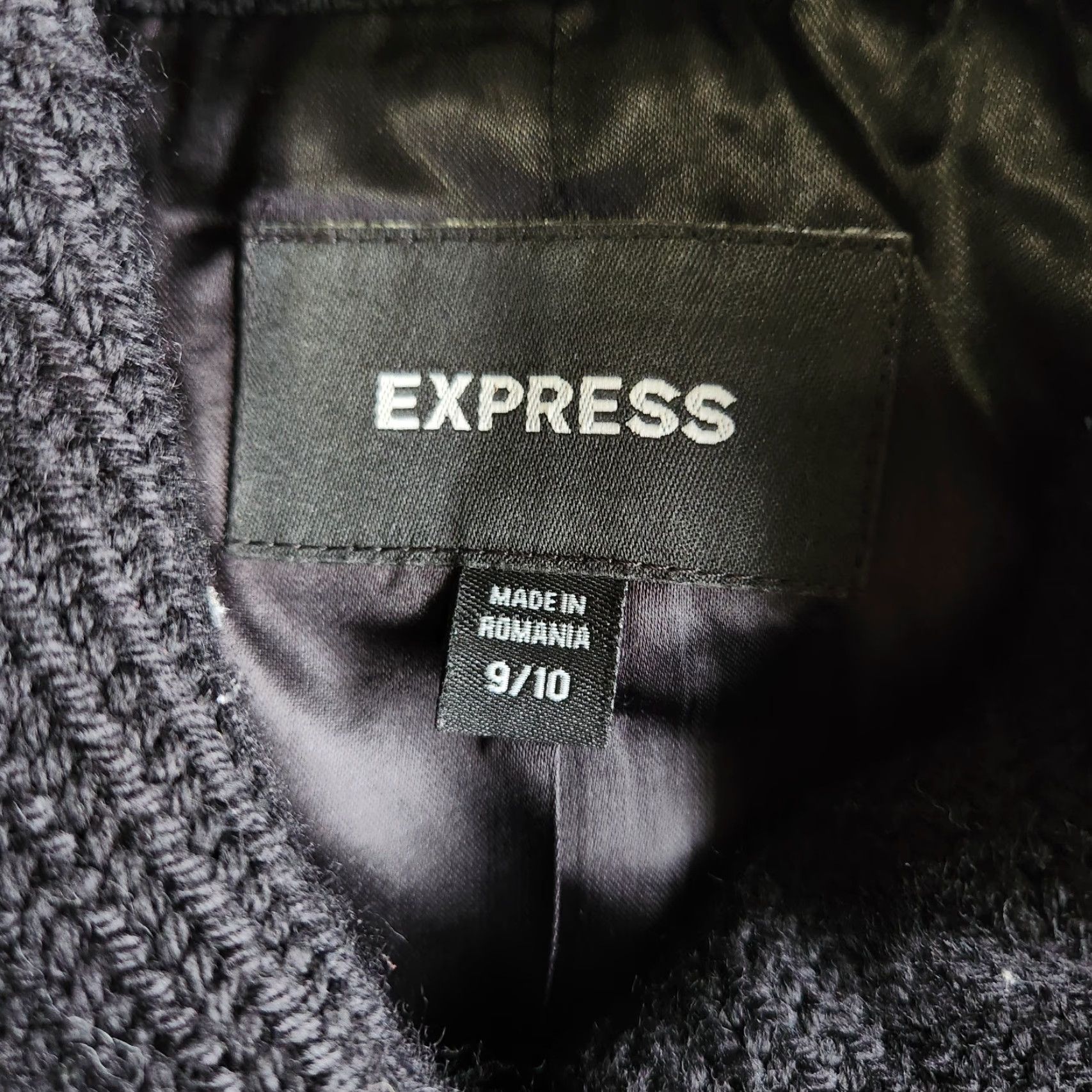 Express Express Women’s Size 9/10 Black Wool Blend Long Coat Made in Romania w/ Pockets Size L / US 10 / IT 46 - 7 Thumbnail