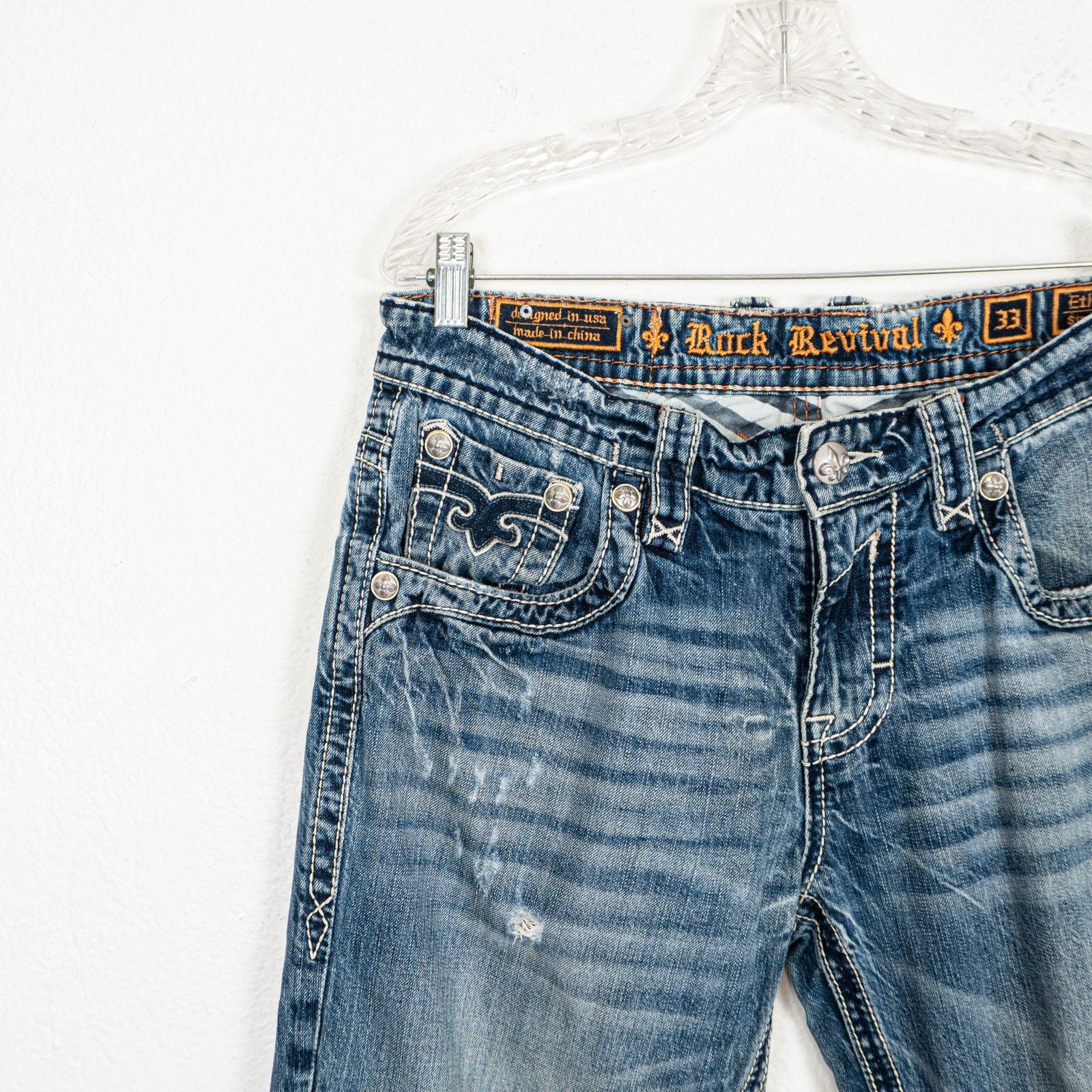 Rock Revival Rock Revival Ethan Straight Denim Jeans ripped Distressed 33 Size US 33 - 11 Thumbnail
