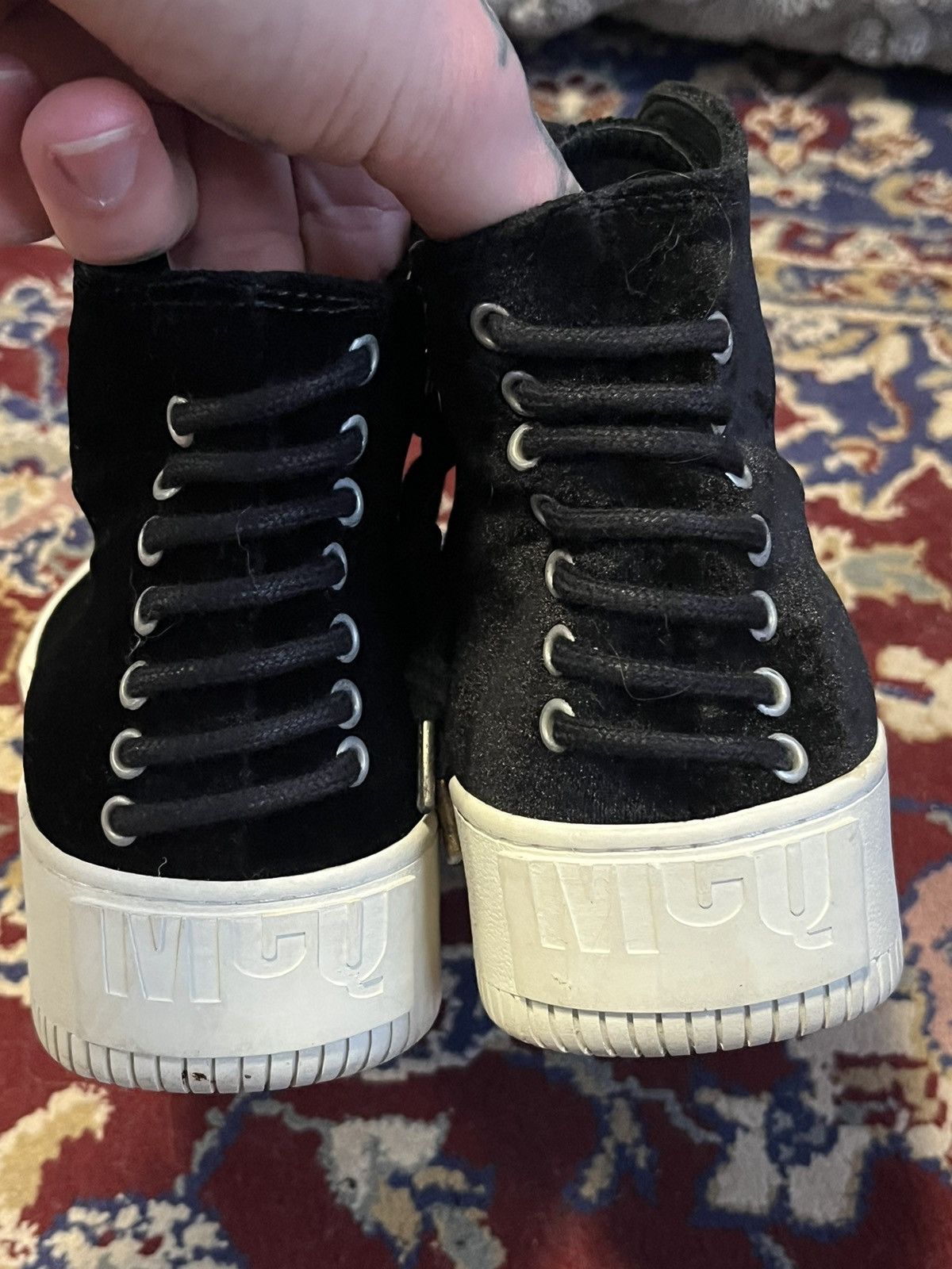 Alexander McQueen × Japanese Brand Alexander McQueen velvet side zipper high tops Size US 7 / IT 37 - 7 Thumbnail