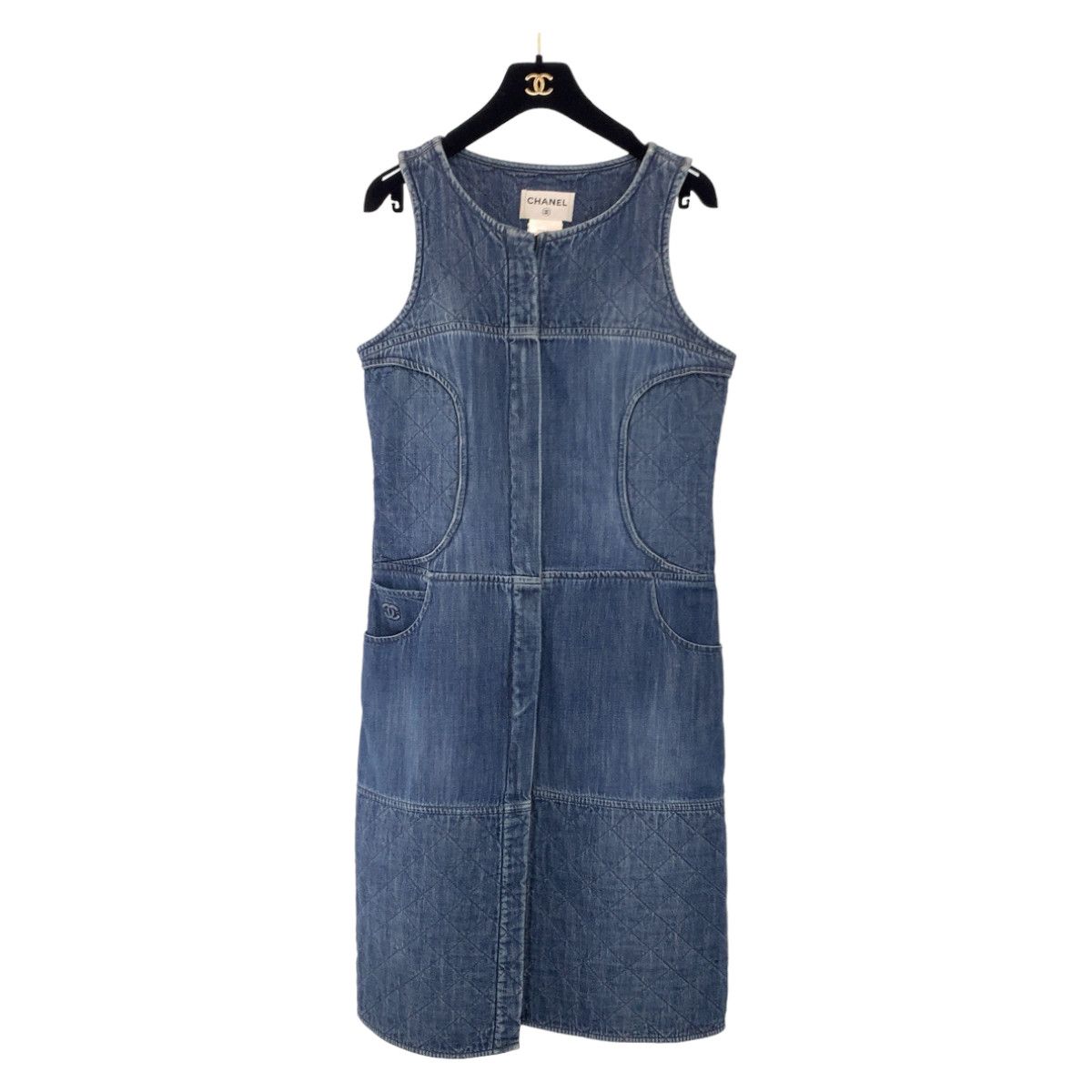 Chanel Chanel Chanel Vintage Matelasse Denim Dress with Coco Mark Size 42 Denim Dress in Great Condition Grailed