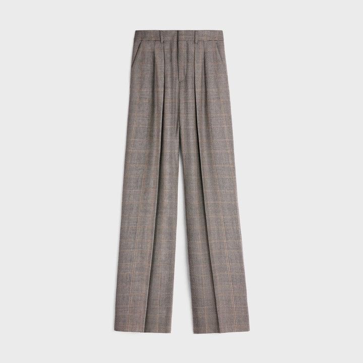 Celine o1bcso1str0924 Margaret Pants In Flannel in Ebene/Ficelle Size 24" / US 00 / IT 34 - 1 Thumbnail