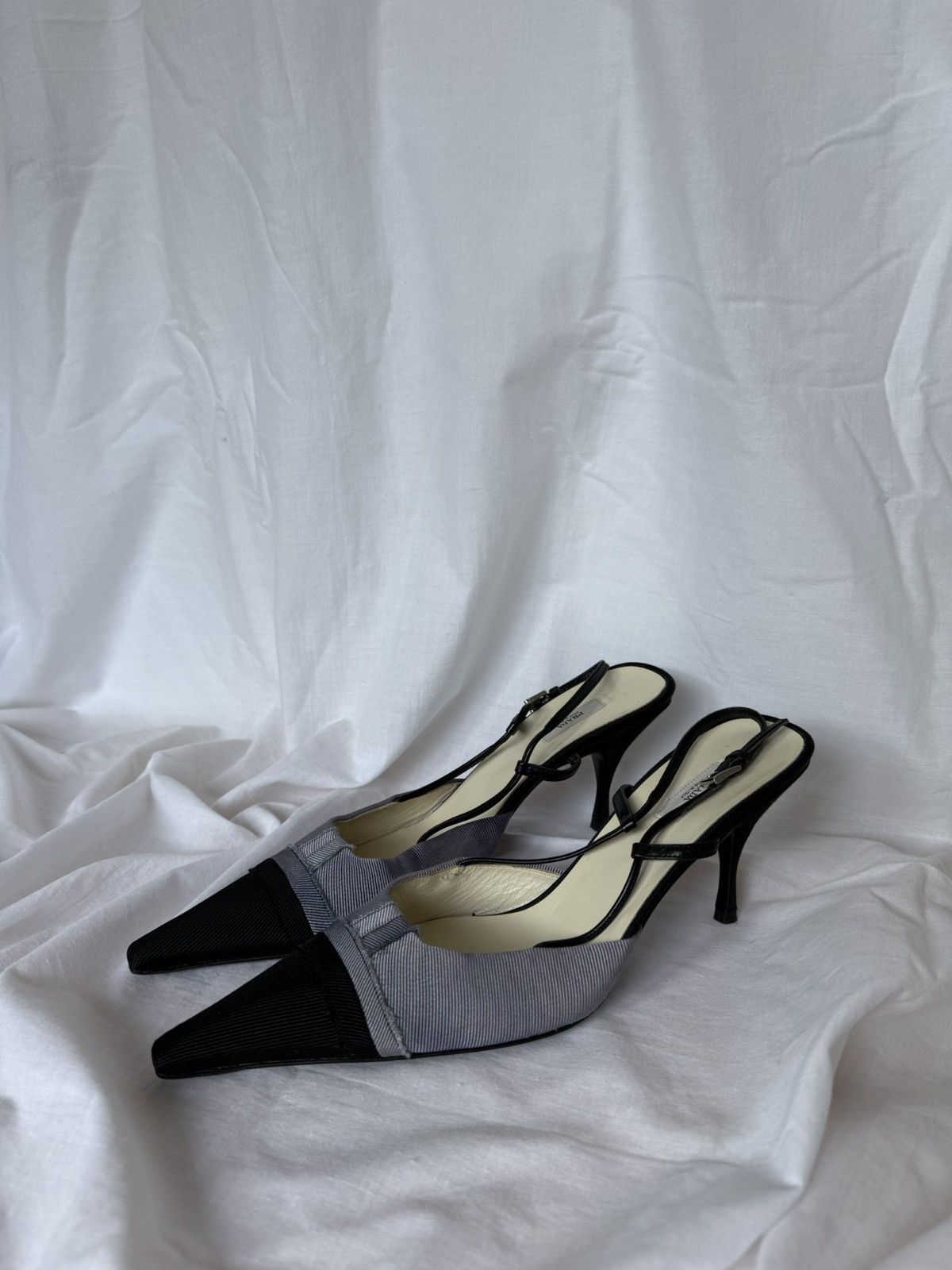 Prada NEW 🚨Prada Vintage Cloth Washed Dyed Black/Blue Mules Size US 8.5 / IT 38.5 - 1 Thumbnail