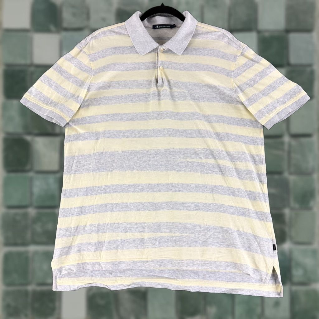 Aquascutum Aquascutum Polo Shirt Mens L Gray Stripe 100% Cotton Japan Casual SS Vintage No Size US L / EU 52-54 / 3 - 1 Thumbnail