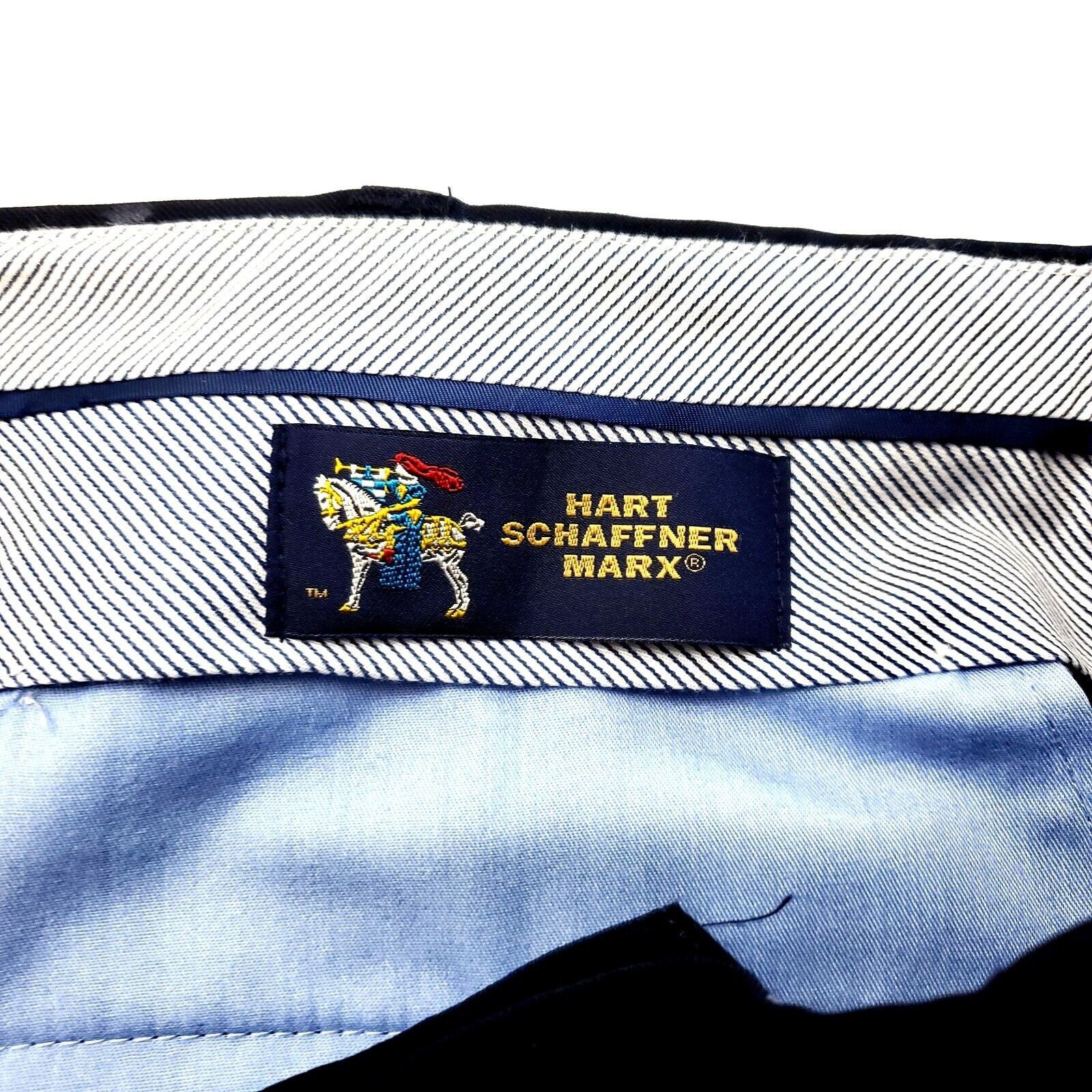 Hart Schaffner Marx Hart Schaffner Marx Wool Dress Pants 36/28 Blue Elastic Wais Size 36R - 3 Thumbnail