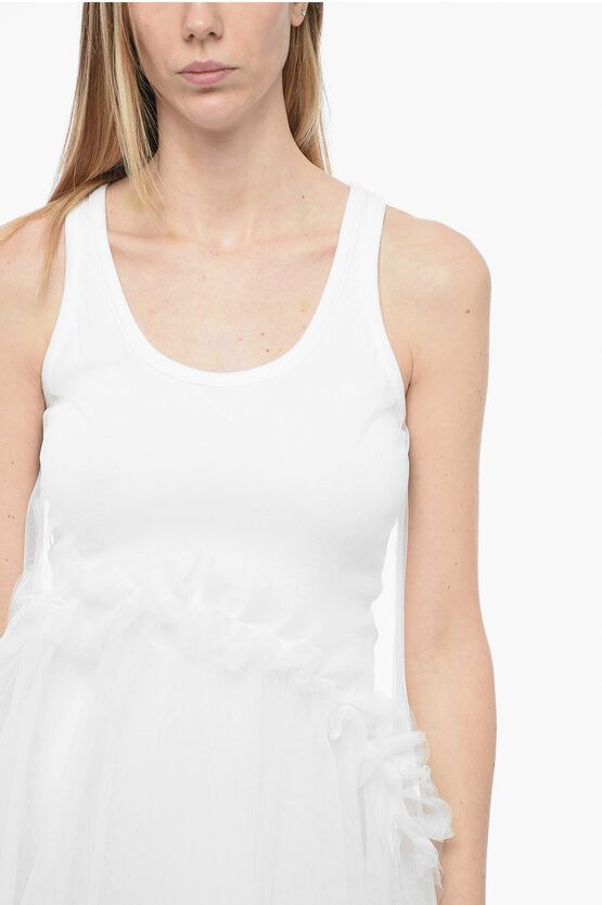 og1mm0724 Double Layered Tank Dress in White