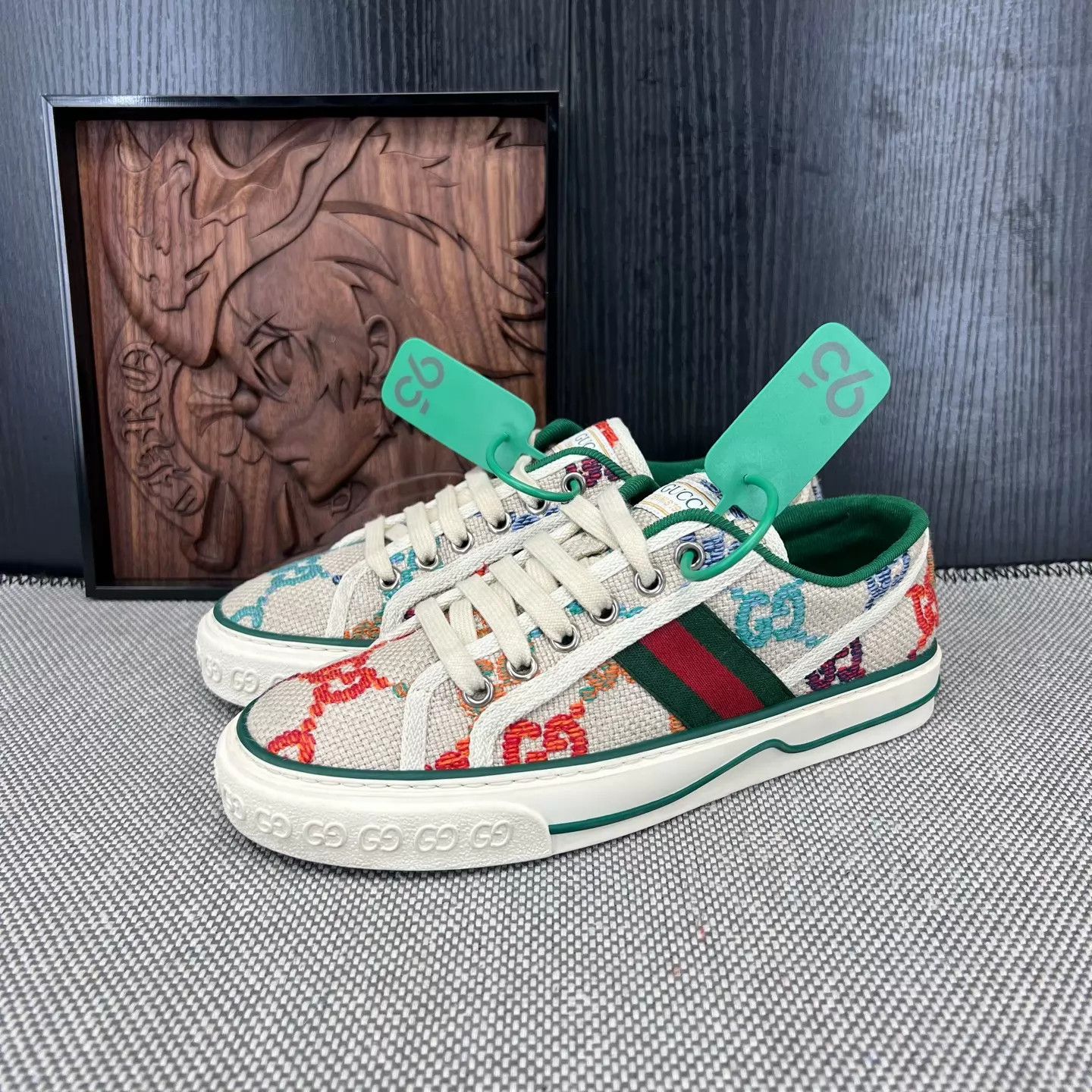 Gucci Gucci 1977 rainbow weave mint green 36.5 Size US 6 / IT 36 - 1 Thumbnail