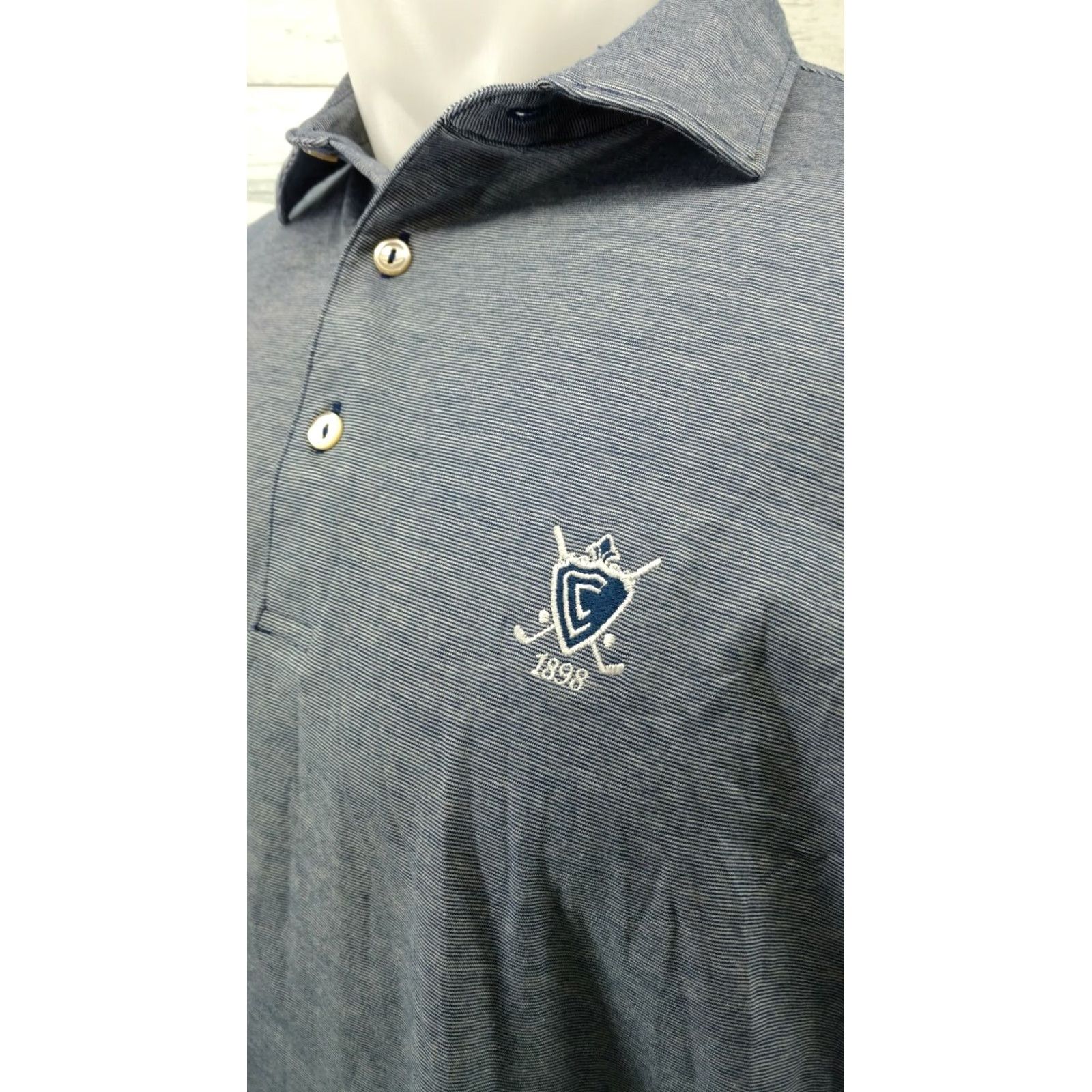 Peter Millar Peter Millar Crown Ease Cotton Striped Golf Polo Size Medium Blue Men's Shirt Polo Size US M / EU 48-50 / 2 - 3 Thumbnail