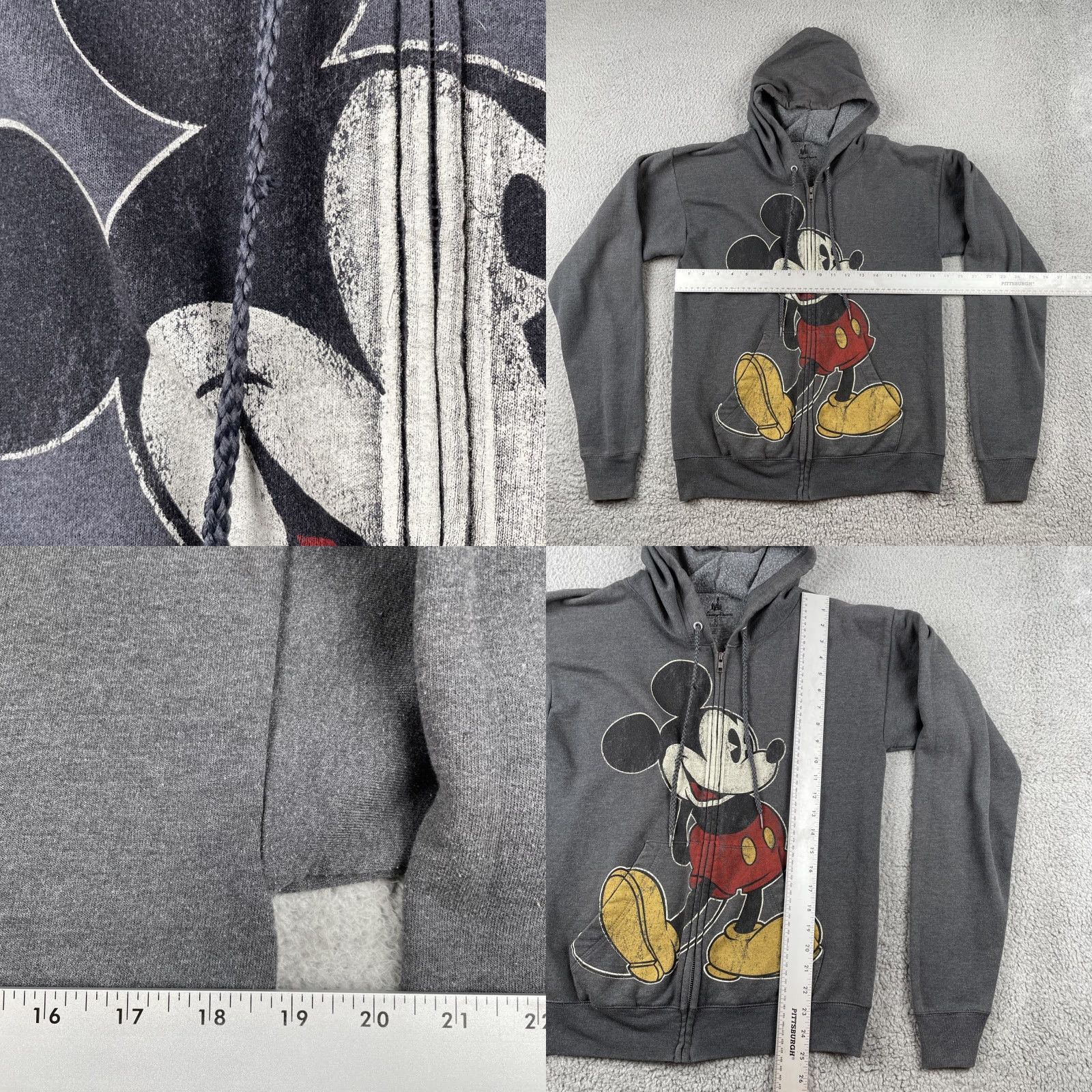 Hanes Disney Hanes Men’s Small Zip Up Hoodie Mickey Mouse Graphic Gray S Size US S / EU 44-46 / 1 - 9 Thumbnail