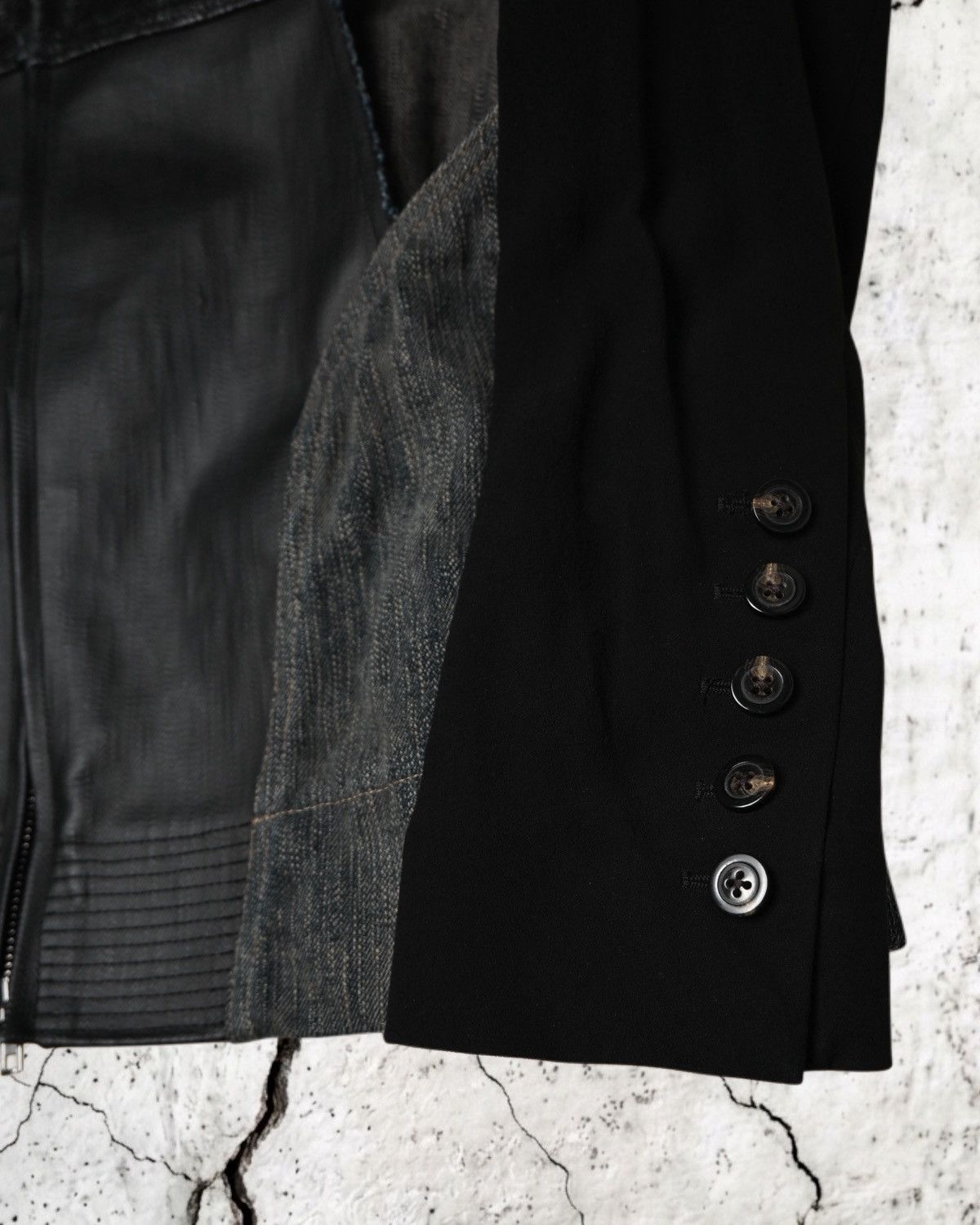 Rick Owens Rick Owens SS19 Babel Hybrid Denim-Paneled Blazer Size 42R - 3 Thumbnail