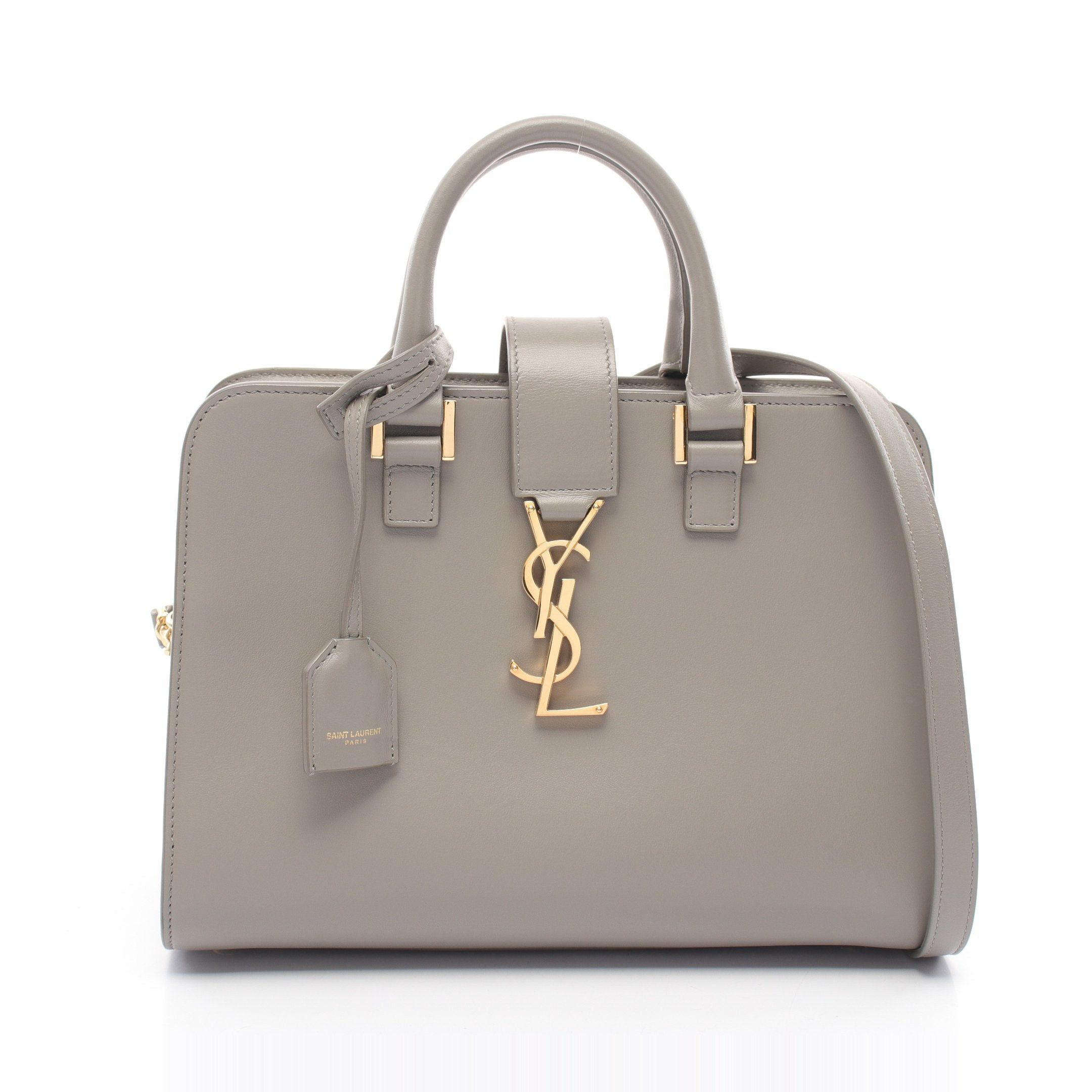 Yves Saint Laurent Yves Saint Laurent Ysl Line Baby Monogram Kabas Handbag Leather Gray Size ONE SIZE - 1 Thumbnail