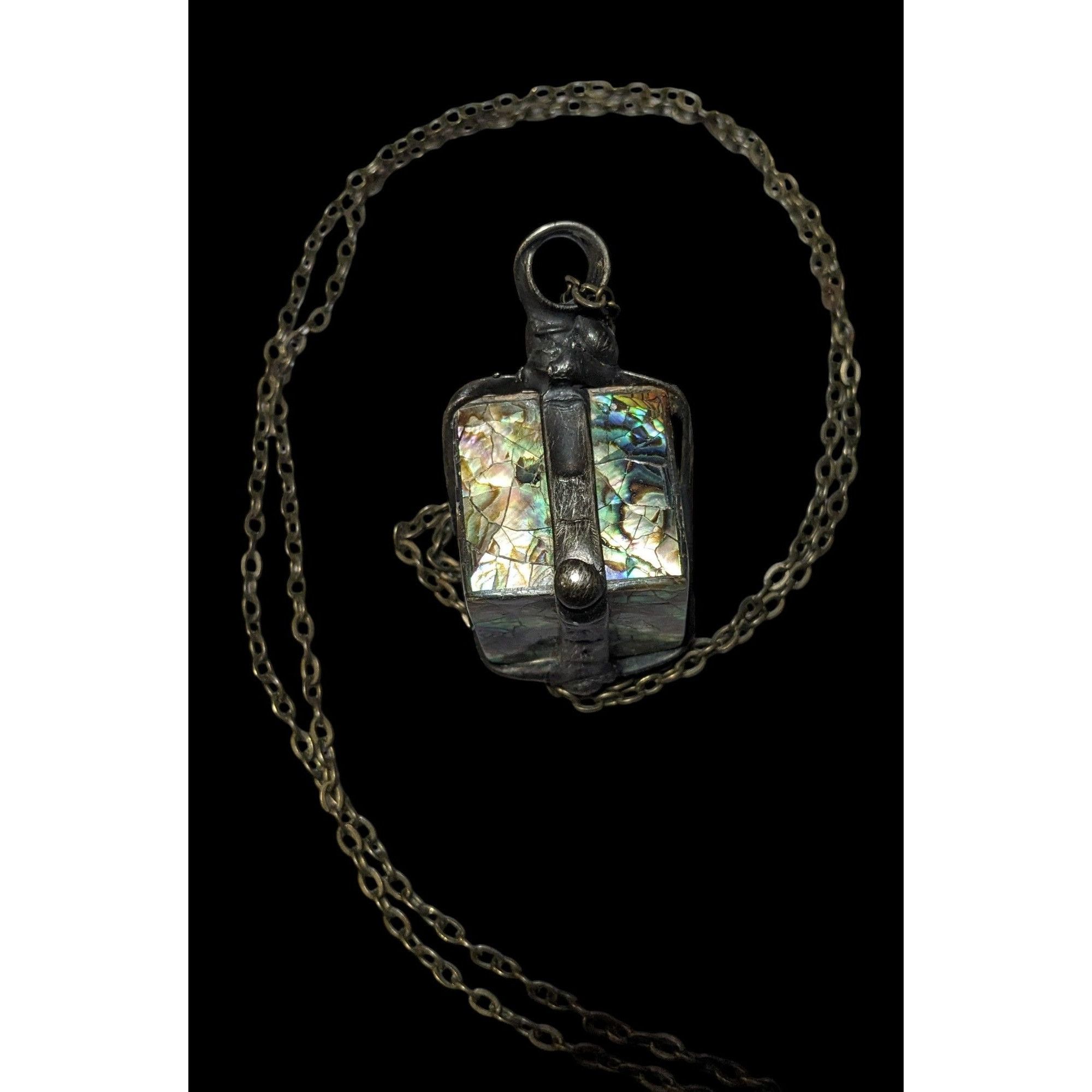 Other Vintage Abalone Crackle Cube Pendant Necklace Size ONE SIZE - 2 Thumbnail