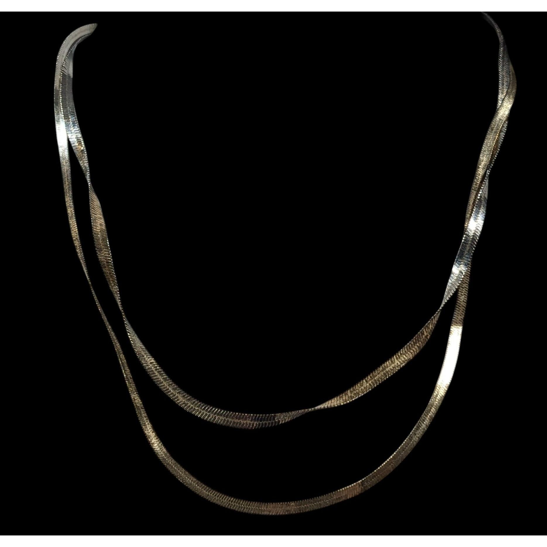 Other Chic Double Layer Silver/Gold Tone Flat Snake Chain Necklace Size ONE SIZE - 2 Thumbnail