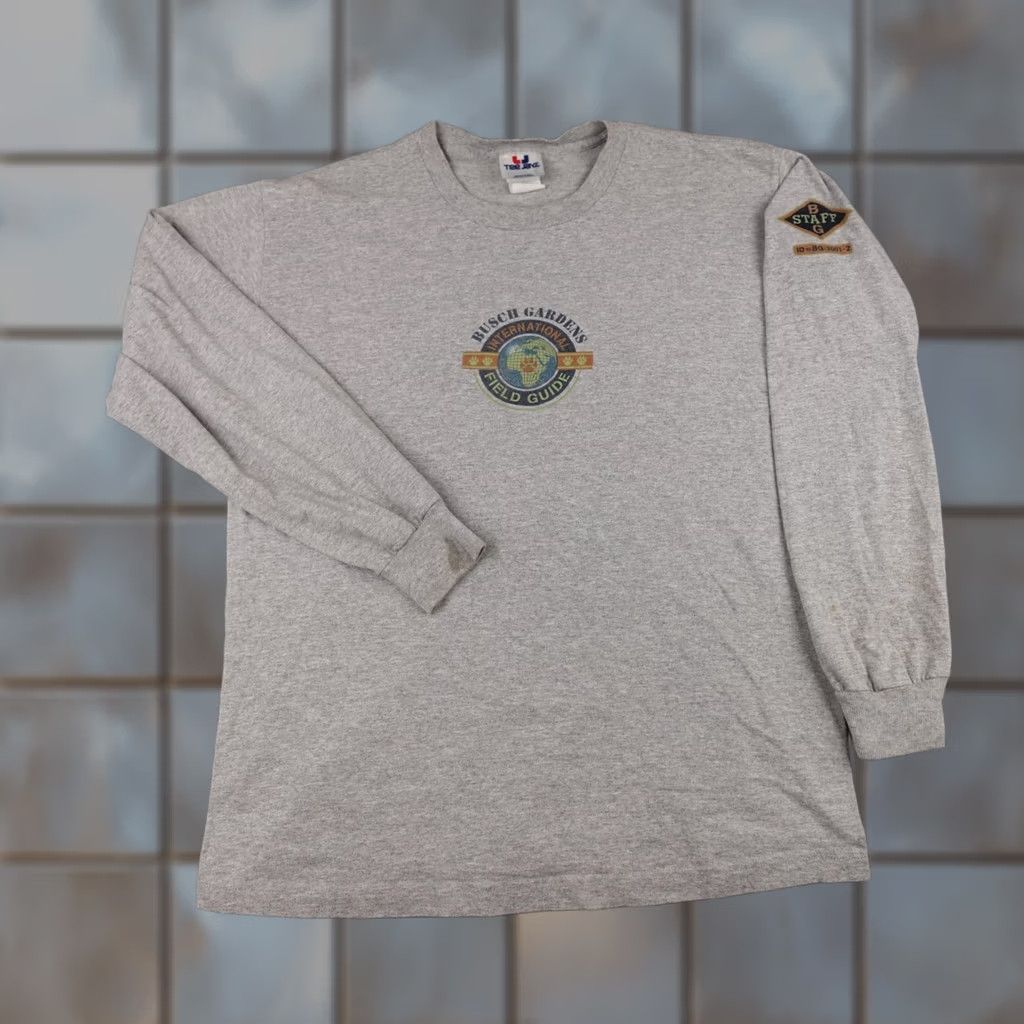 TEE JAYS VINTAGE Busch Gardens Shirt Mens Large Gray Field Guide Long Sleeve Made In USA Size US L / EU 52-54 / 3 - 1 Thumbnail