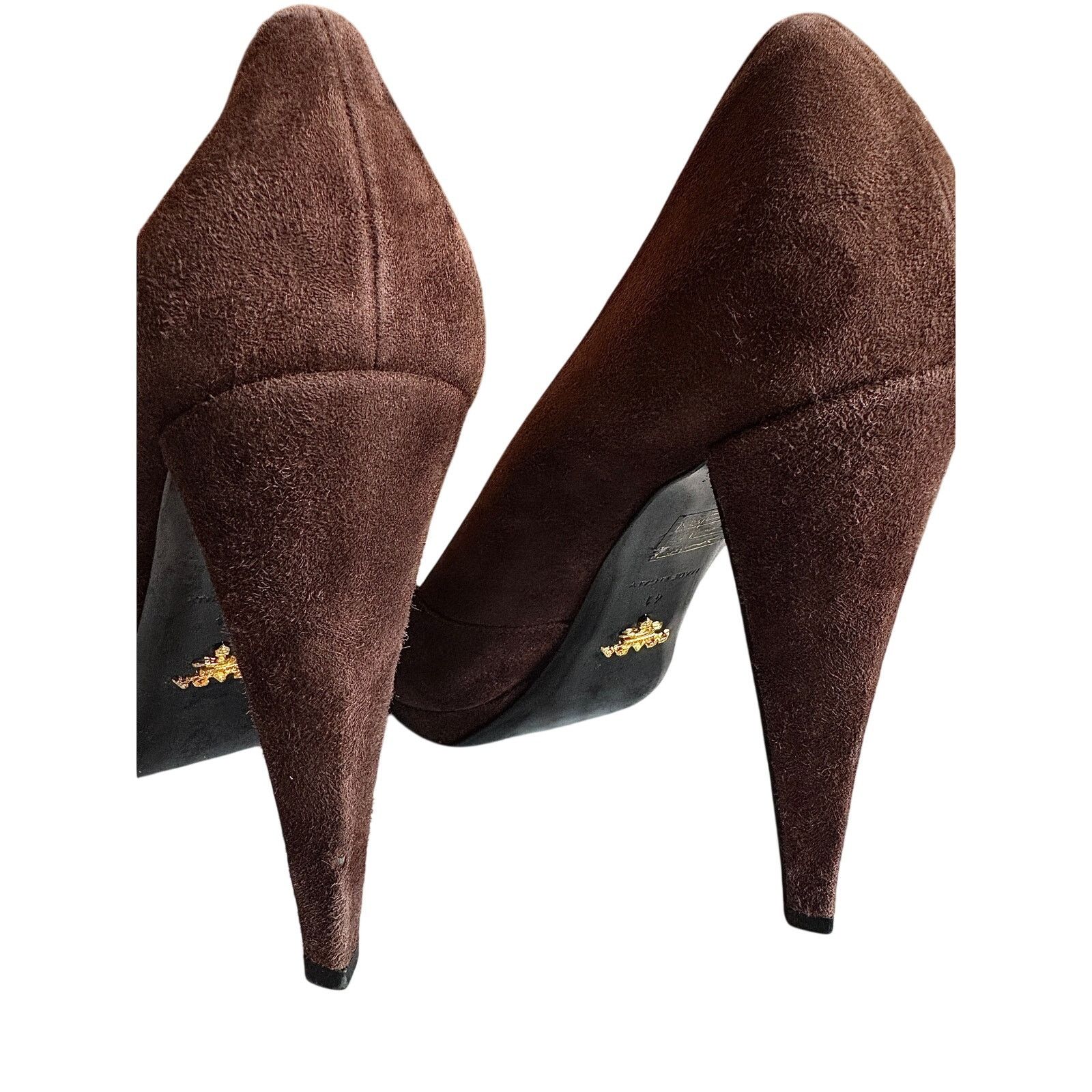 Prada Prada Brown Women's Suede Ruffle Embellishment Pumps Size US 9 / IT 39 - 2 Thumbnail