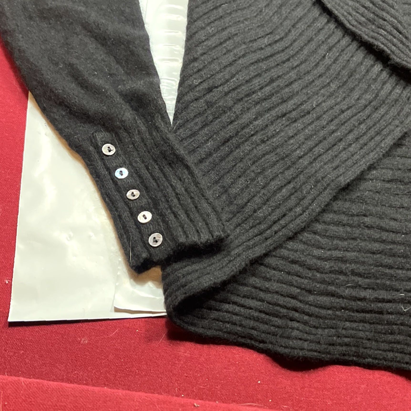 Vintage Fenn Wright Manson Cardigan Sweater Open Front Cowl Neck Black L Womens Cashmere Size L / US 10 / IT 46 - 6 Thumbnail
