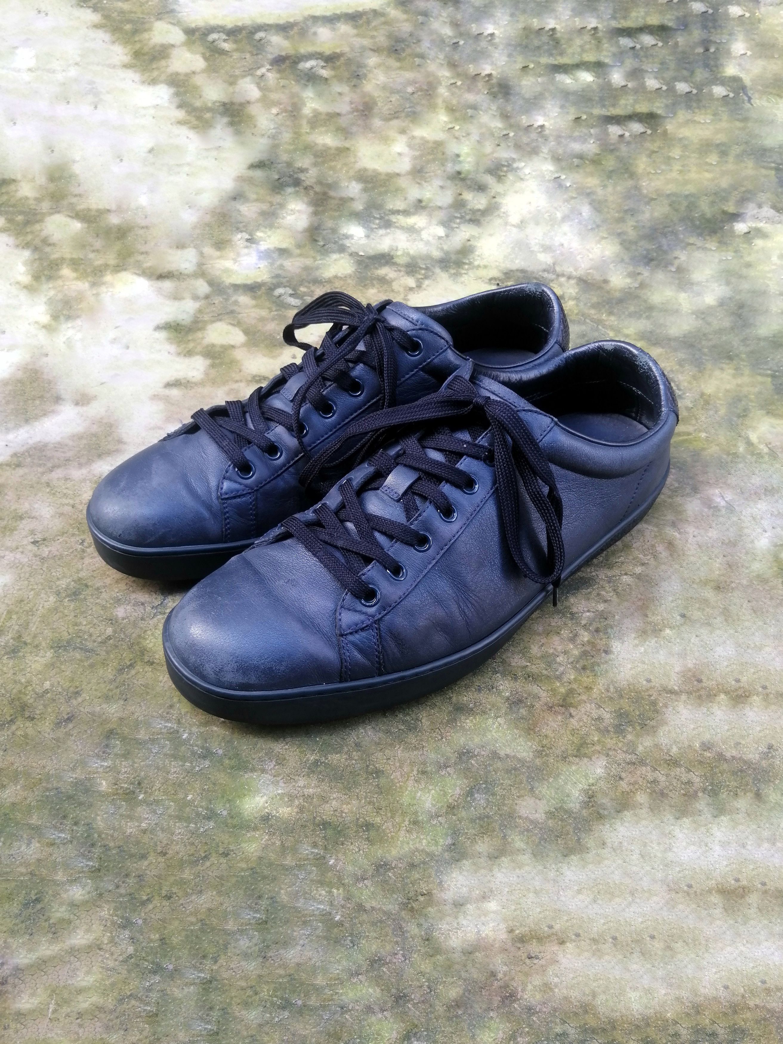 Gucci Gucci Ace Dark Blue Leather Low Sneakers Size 9.5 Size US 9.5 / EU 42-43 - 2 Thumbnail