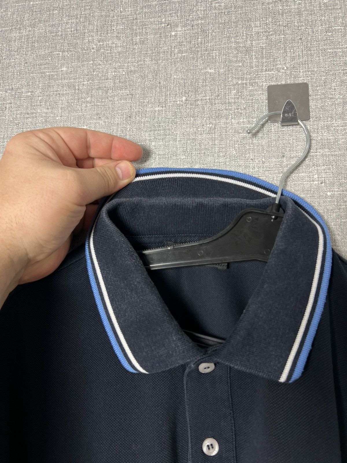 Prada Prada Milano Black Tab Logo Men’s Polo T - Shirt Dark Navy Size US L / EU 52-54 / 3 - 9 Thumbnail