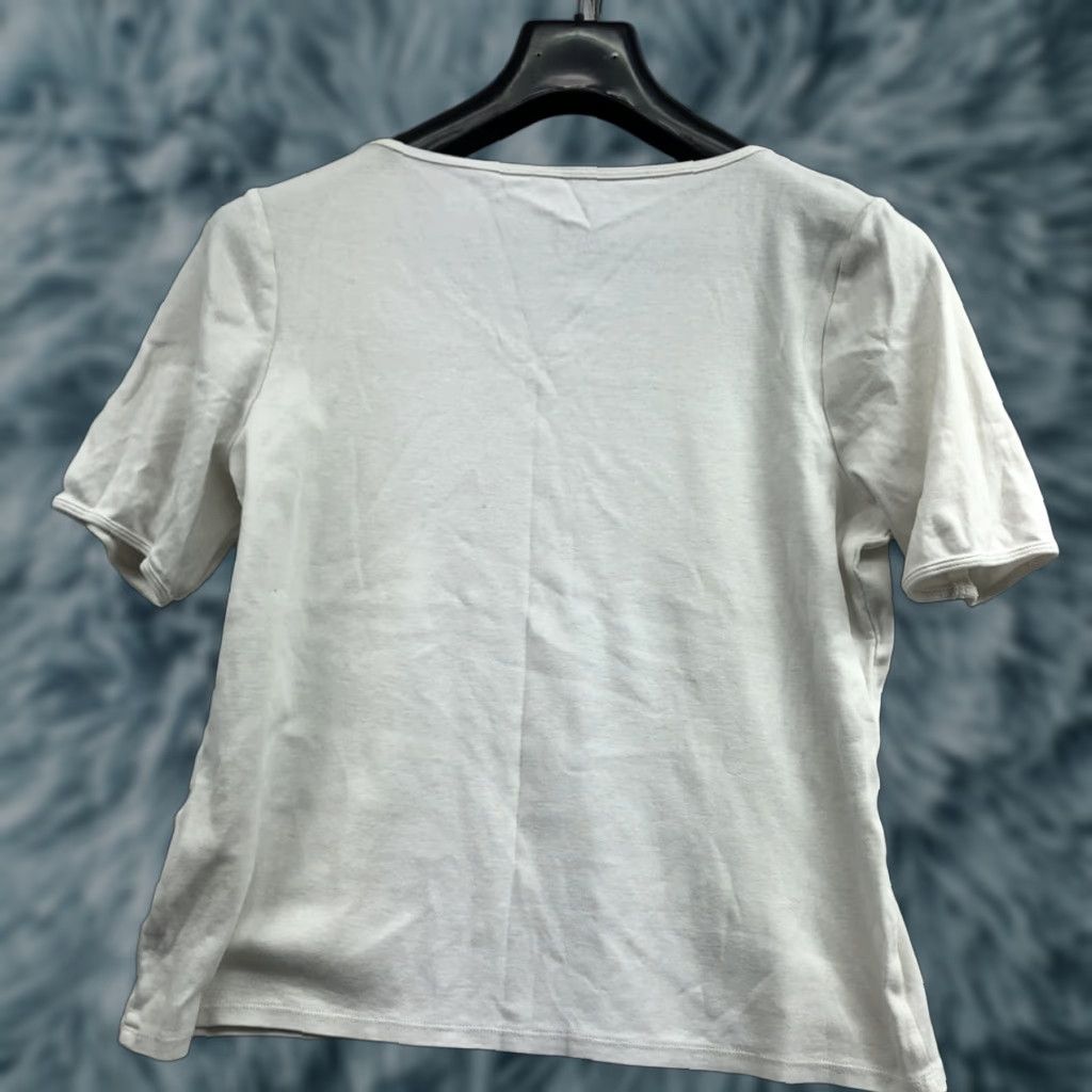 Vintage Chicos The Ultimate Tee White Womens Short Sleeve T-Shirt 100% Cotton Size 1 (Stains) Womens Size 25" / US 0 / IT 36 - 1 Thumbnail