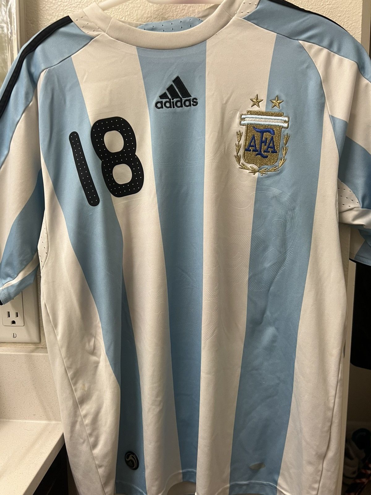 Adidas Messi #18 2008 Argentina Home Jersey Size US S / EU 44-46 / 1 - 1 Thumbnail