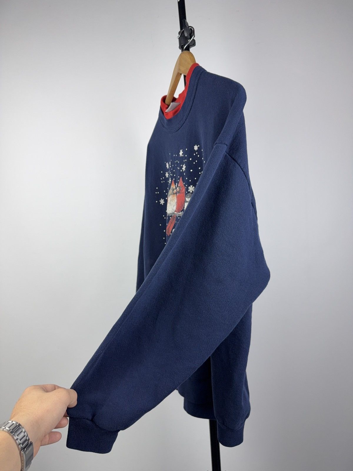 Vintage Vintage 90s USA Winter Birds Tits Cardinal Retro Sweatshirt Size US L / EU 52-54 / 3 - 9 Thumbnail